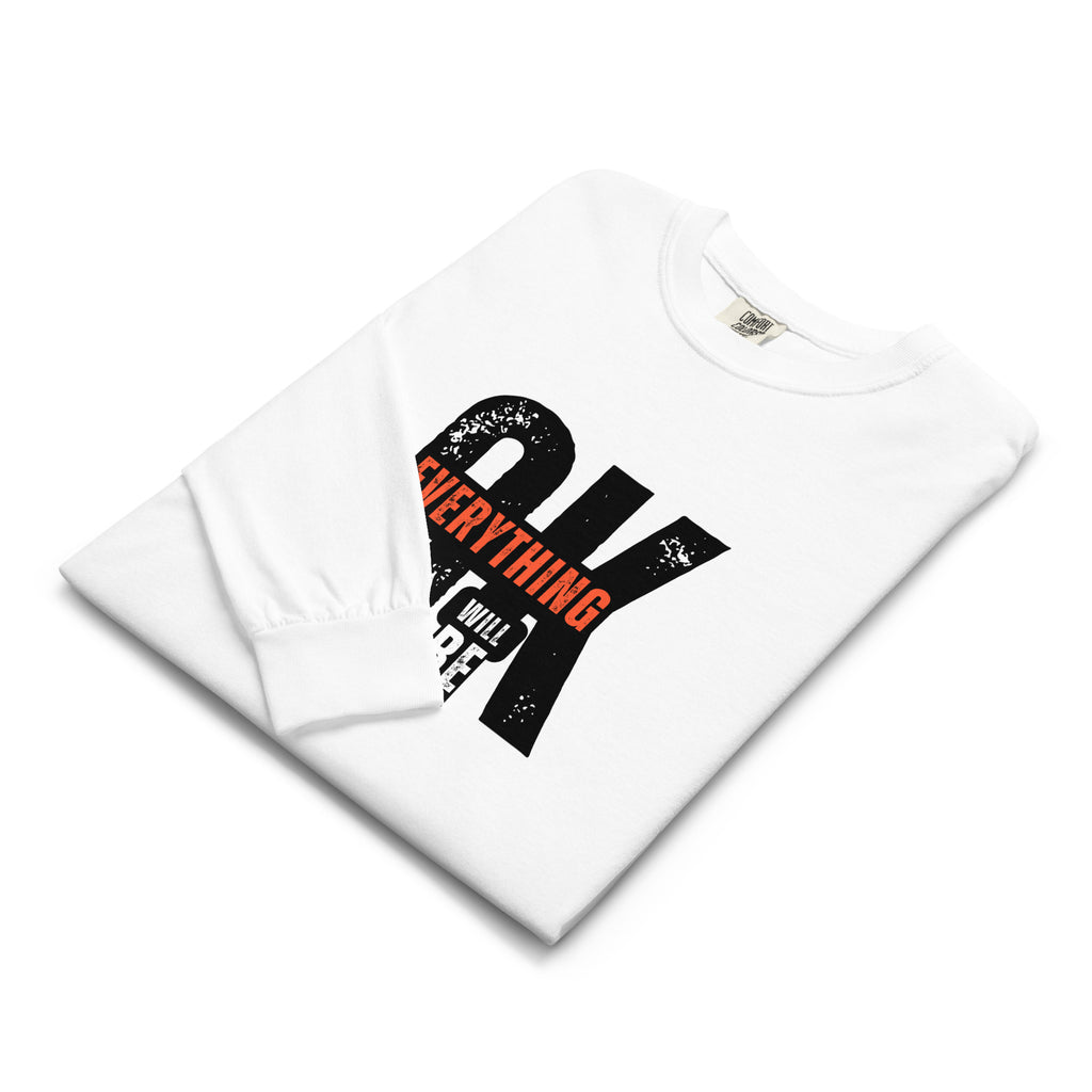 Unisex Garment-dyed heavyweight long-sleeve shirt | Everything Will Be Ok long-sleeve shirt AwRans Clothing unisex-garment-dyed-heavyweight-long-sleeve-shirt-white-front-67f03cda9b75f