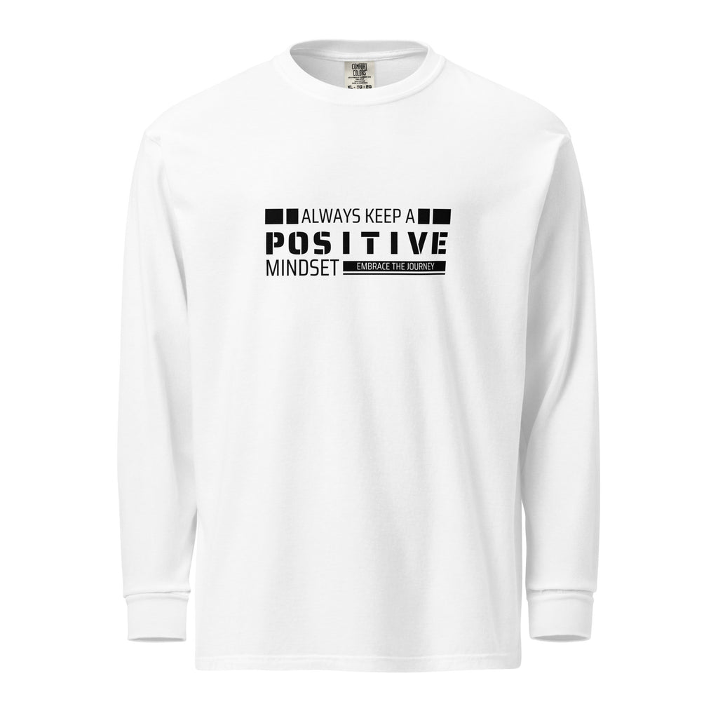 Unisex Garment-dyed heavyweight long-sleeve shirt | Always Keep A Positive Mindset long-sleeve shirt AwRans Clothing unisex-garment-dyed-heavyweight-long-sleeve-shirt-white-front-67f041083ff67