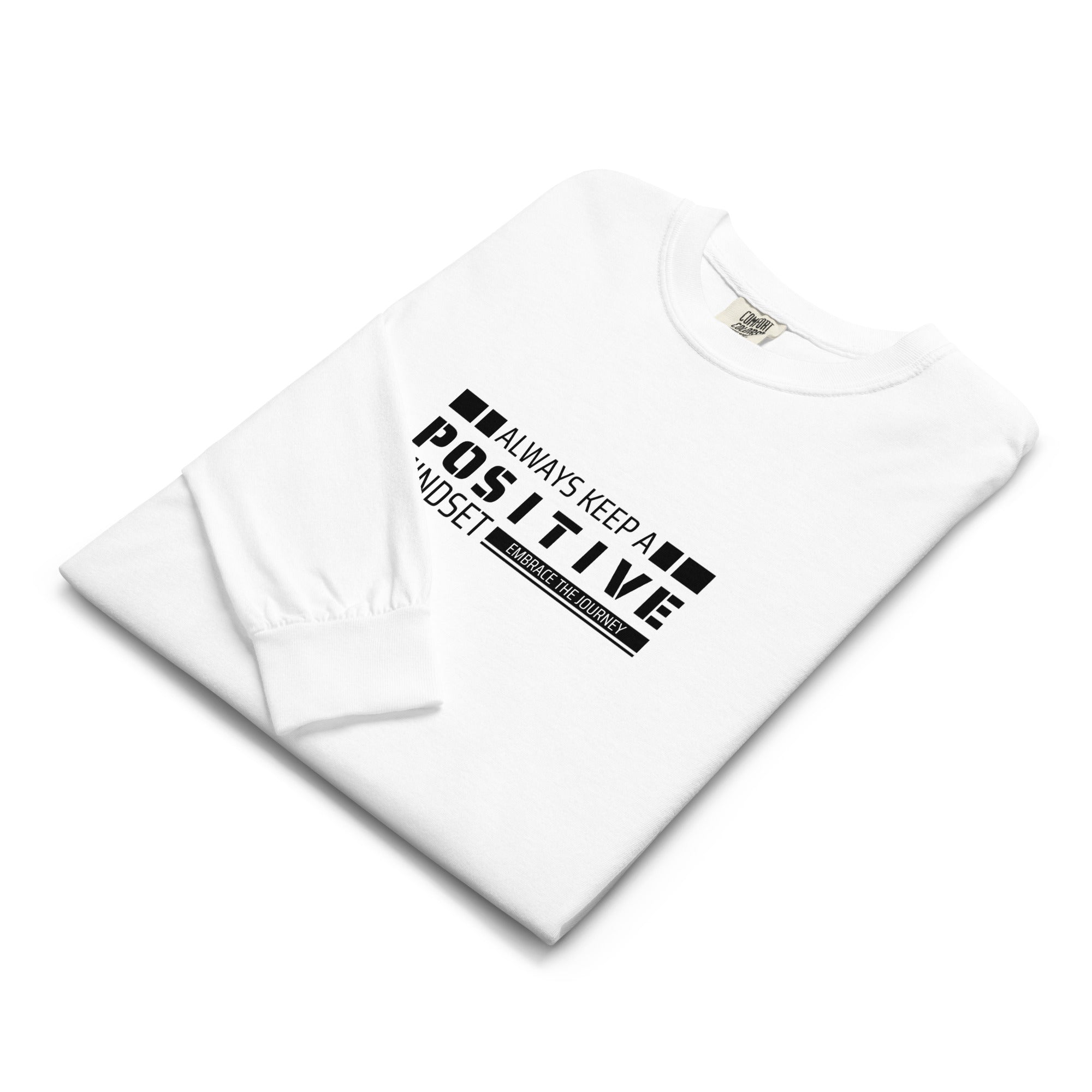 Unisex Garment-dyed heavyweight long-sleeve shirt | Always Keep A Positive Mindset long-sleeve shirt AwRans Clothing unisex-garment-dyed-heavyweight-long-sleeve-shirt-white-front-67f0410840d0b
