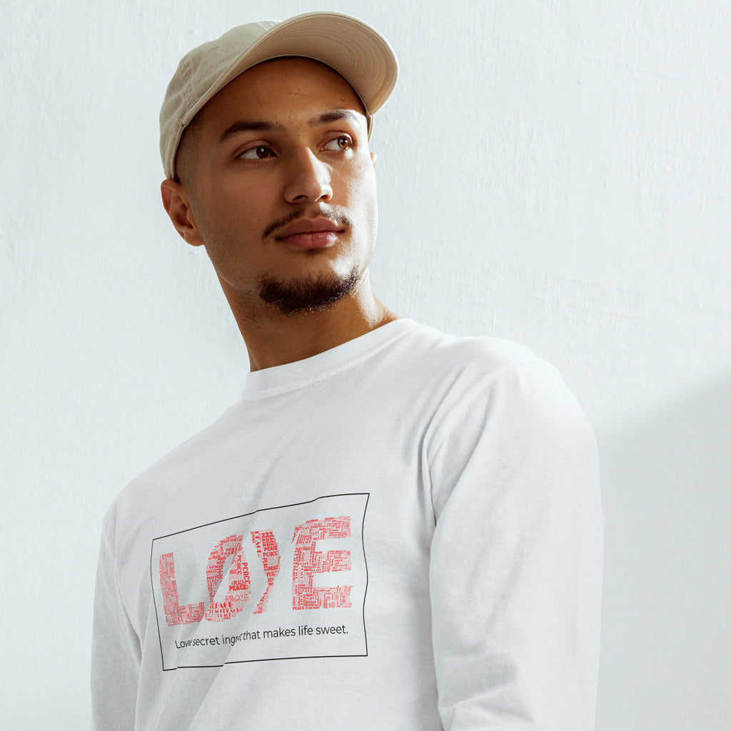 Unisex Garment-dyed heavyweight long-sleeve shirt | Love long-sleeve shirt AwRans Clothing unisex-garment-dyed-heavyweight-long-sleeve-shirt-white-front-67f0415830c3a