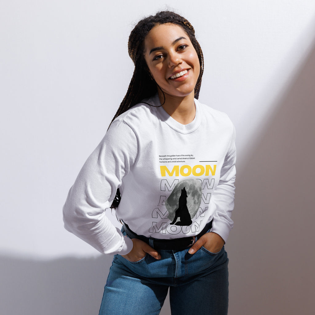 Unisex Garment-dyed heavyweight long-sleeve shirt | Moon long-sleeve shirt AwRans Clothing unisex-garment-dyed-heavyweight-long-sleeve-shirt-white-front-67f043149e4e3