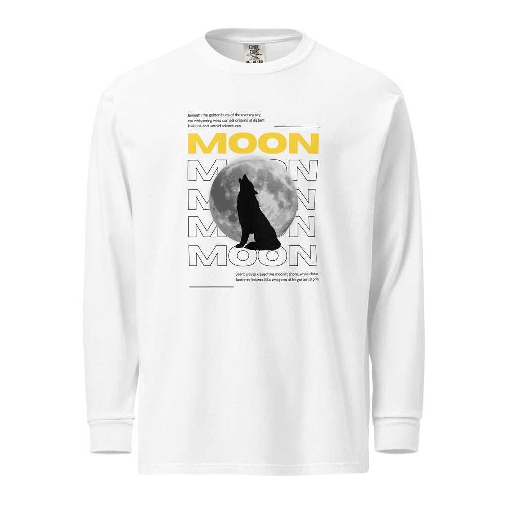 Unisex Garment-dyed heavyweight long-sleeve shirt | Moon long-sleeve shirt AwRans Clothing unisex-garment-dyed-heavyweight-long-sleeve-shirt-white-front-67f043149ecdb