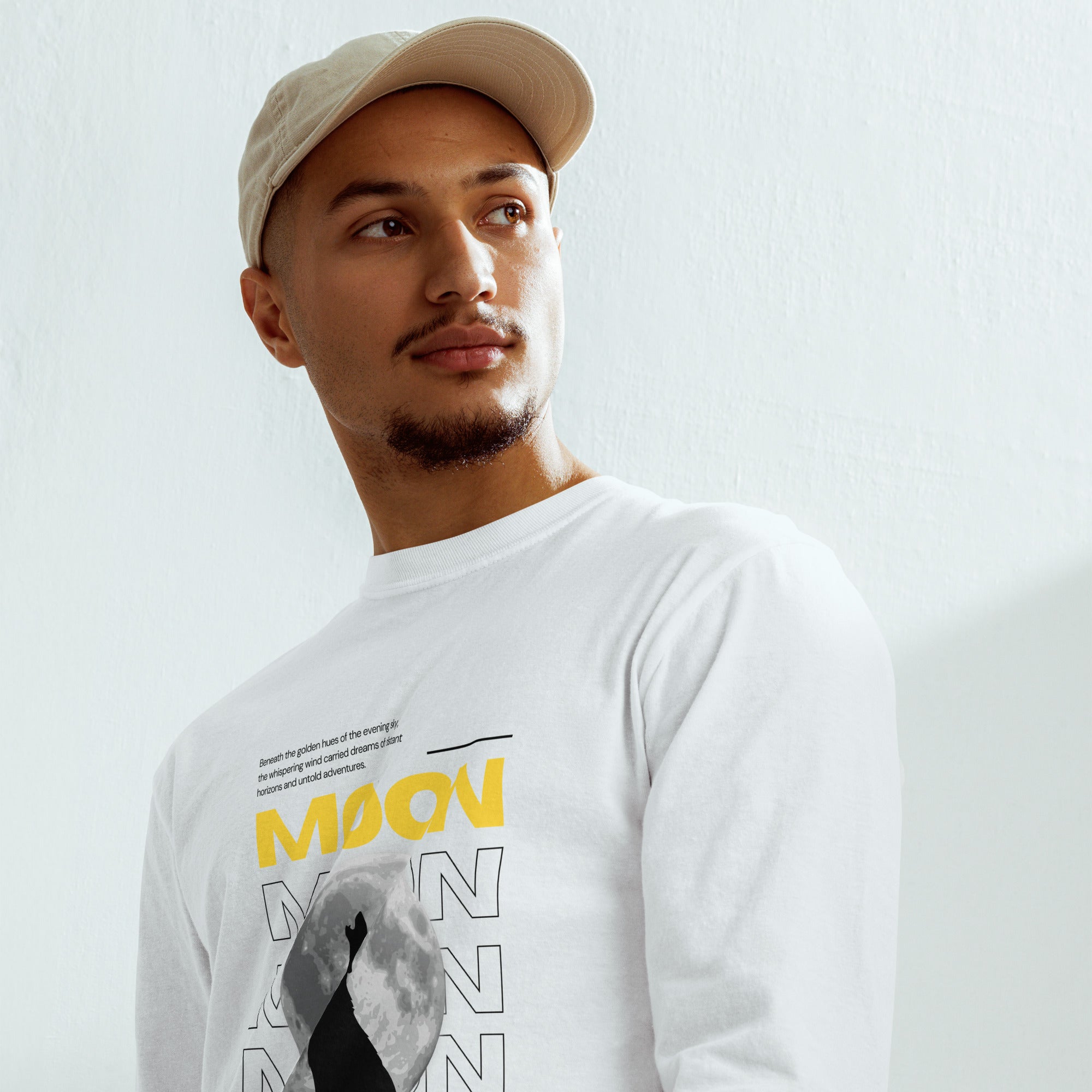 Unisex Garment-dyed heavyweight long-sleeve shirt | Moon long-sleeve shirt AwRans Clothing unisex-garment-dyed-heavyweight-long-sleeve-shirt-white-front-67f043149f7bd