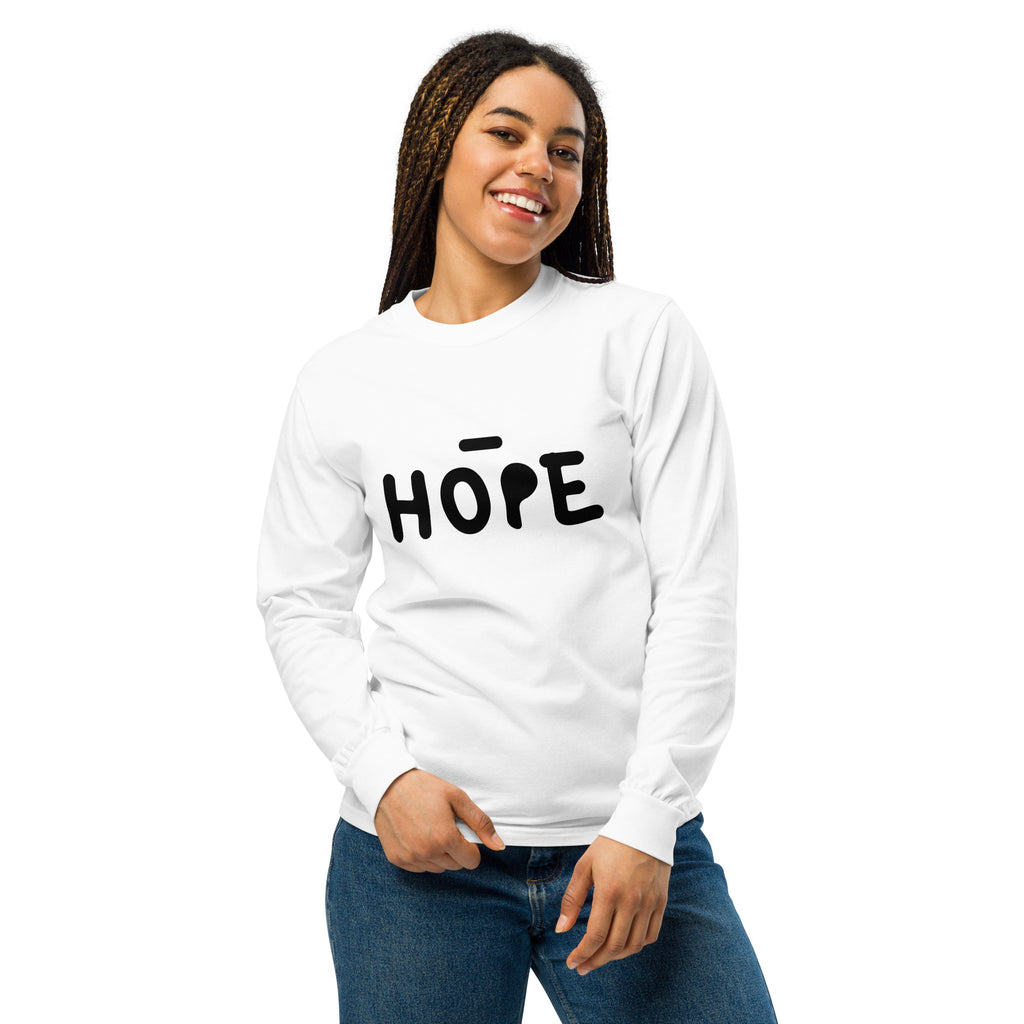Unisex Garment-dyed heavyweight long-sleeve shirt | Hope long-sleeve shirt AwRans Clothing unisex-garment-dyed-heavyweight-long-sleeve-shirt-white-front-67f04378891fd