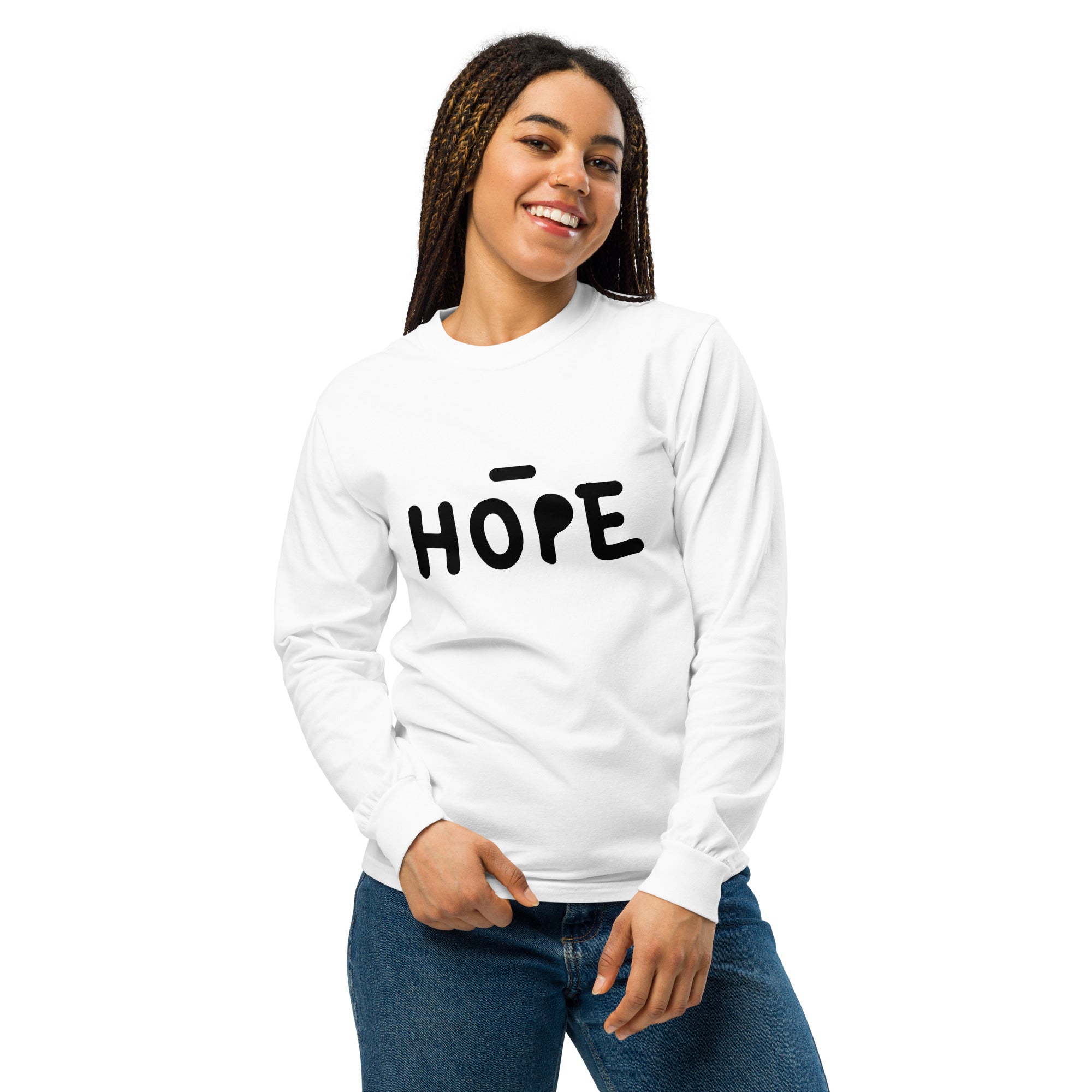 Unisex Garment-dyed heavyweight long-sleeve shirt | Hope long-sleeve shirt AwRans Clothing unisex-garment-dyed-heavyweight-long-sleeve-shirt-white-front-67f04378891fd