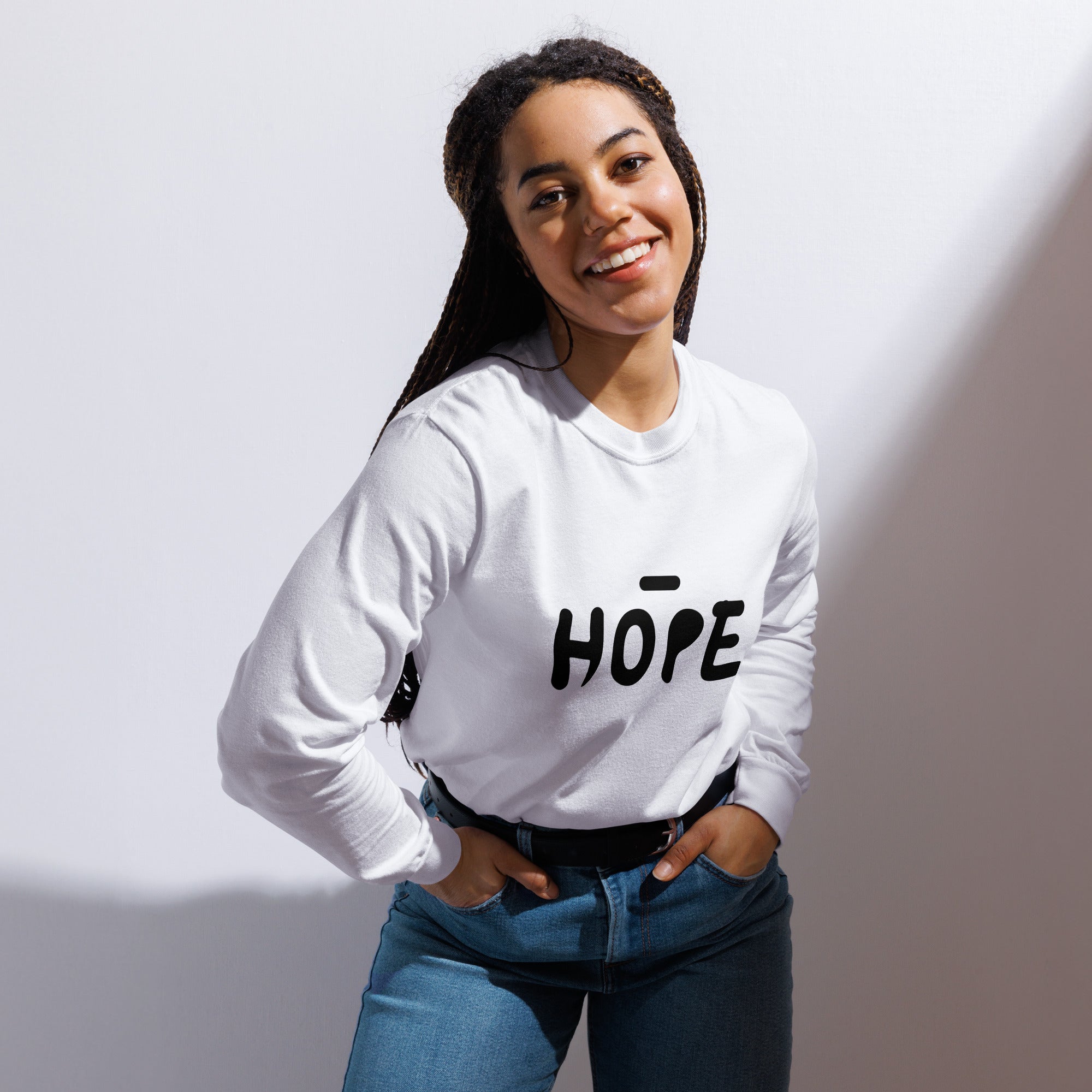 Unisex Garment-dyed heavyweight long-sleeve shirt | Hope long-sleeve shirt AwRans Clothing unisex-garment-dyed-heavyweight-long-sleeve-shirt-white-front-67f0437889cbe