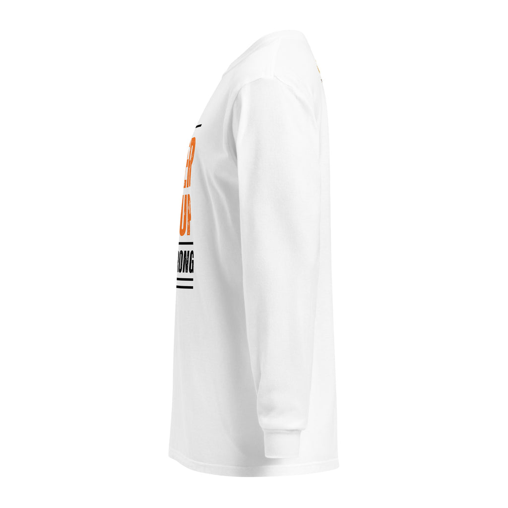 Unisex Garment-dyed heavyweight long-sleeve shirt | Always Never Give Up Stay Strong long-sleeve shirt AwRans Clothing unisex-garment-dyed-heavyweight-long-sleeve-shirt-white-left-67f042b752e0b