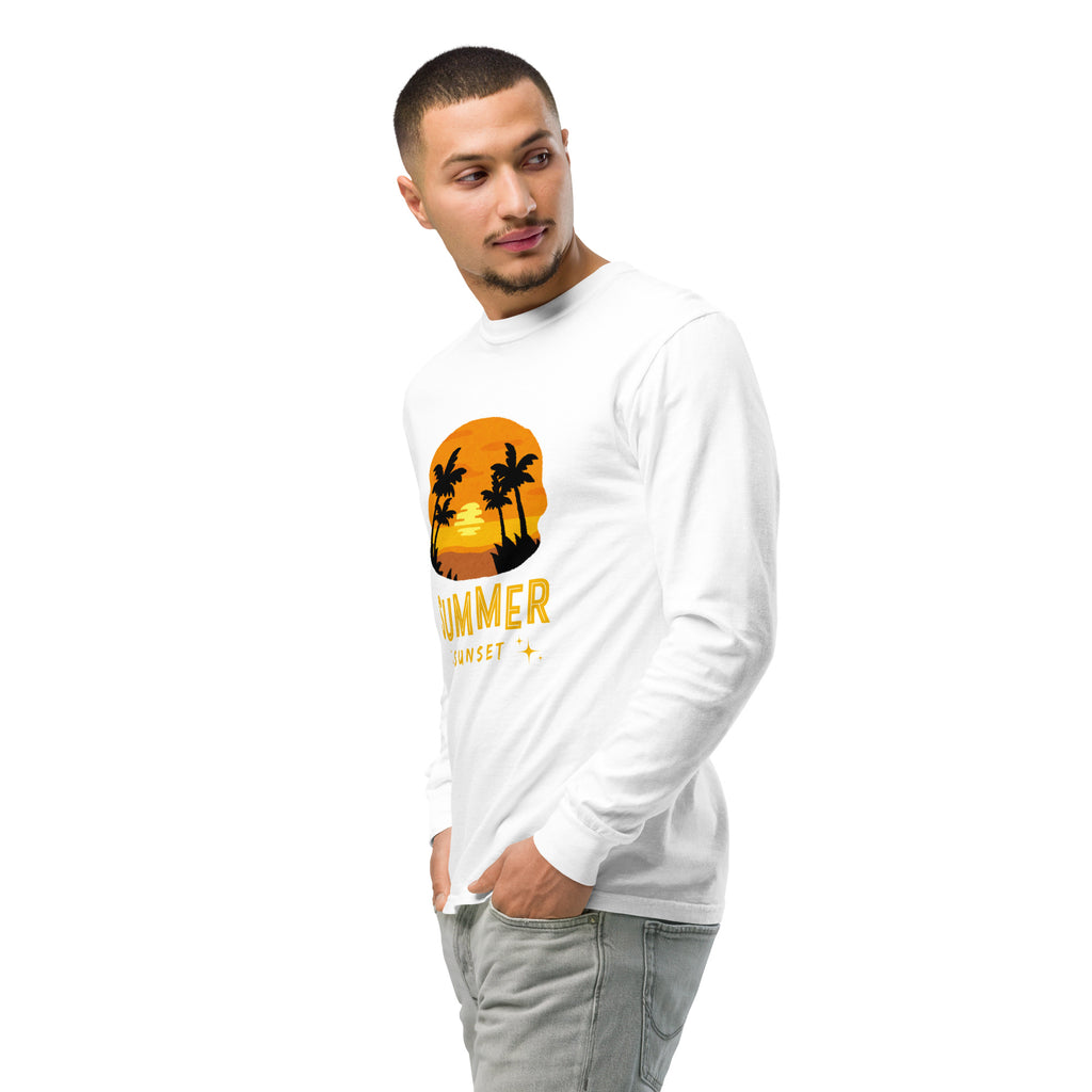 Unisex Garment-dyed heavyweight long-sleeve shirt | Summer Sunset long-sleeve shirt AwRans Clothing unisex-garment-dyed-heavyweight-long-sleeve-shirt-white-left-front-2-67eaae925d6dc