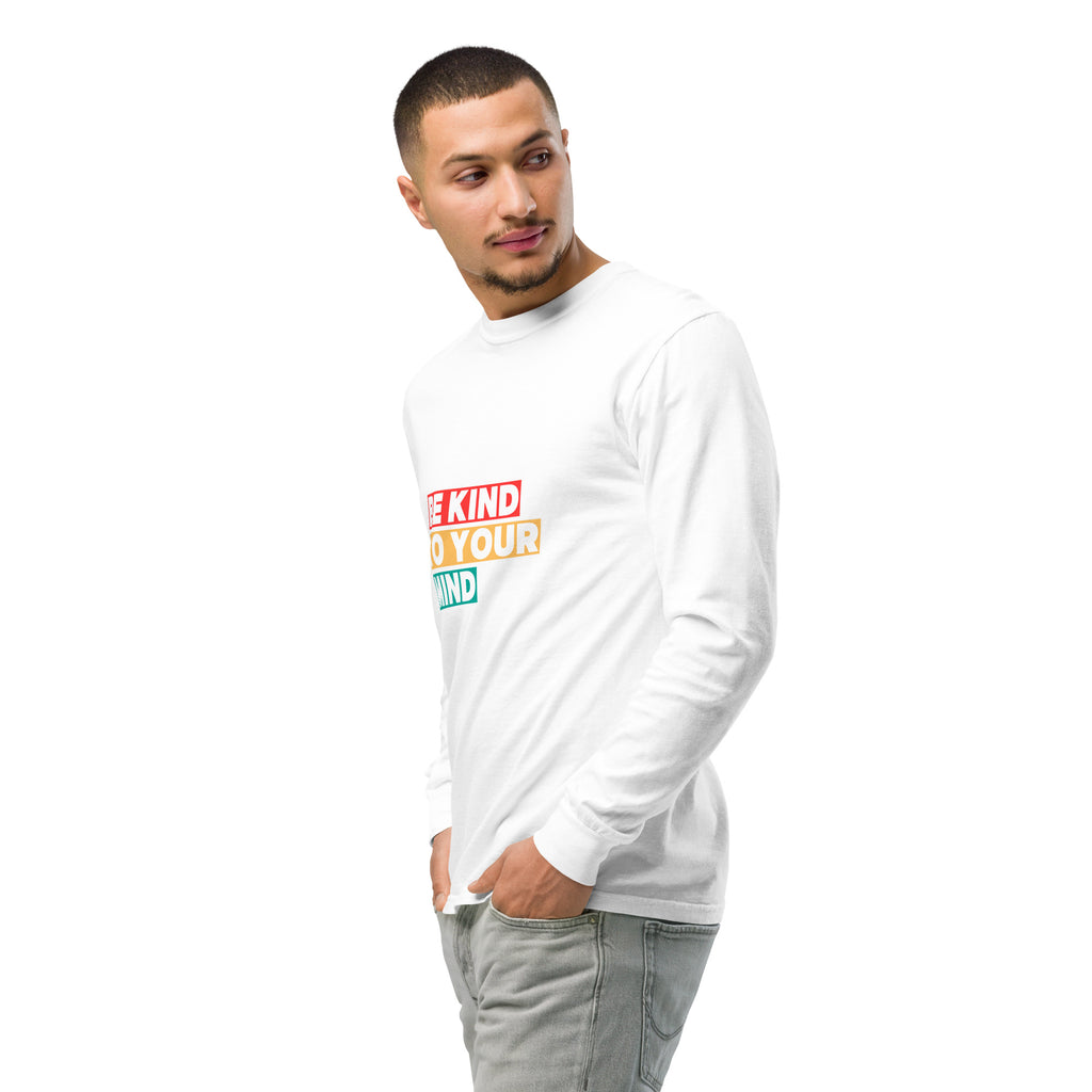 Unisex Garment-dyed heavyweight long-sleeve shirt | Be Kind To Your Mind long-sleeve shirt AwRans Clothing unisex-garment-dyed-heavyweight-long-sleeve-shirt-white-left-front-2-67eaaff19d767