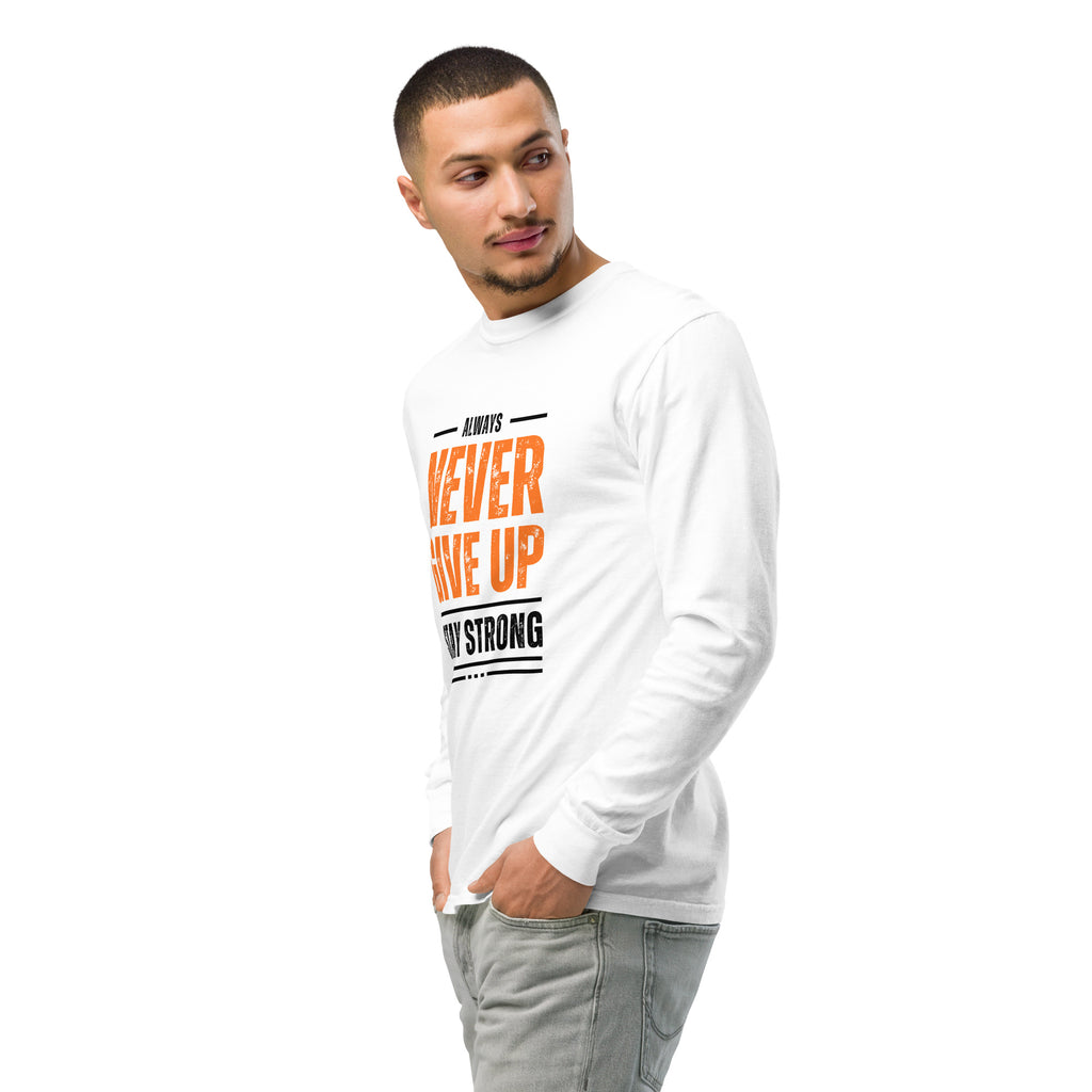 Unisex Garment-dyed heavyweight long-sleeve shirt | Always Never Give Up Stay Strong long-sleeve shirt AwRans Clothing unisex-garment-dyed-heavyweight-long-sleeve-shirt-white-left-front-2-67f042b75177e