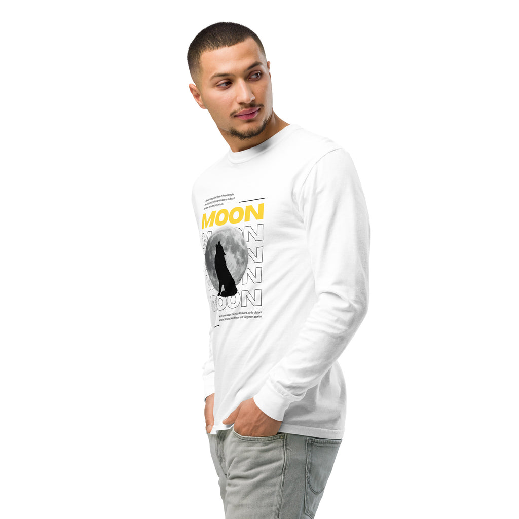 Unisex Garment-dyed heavyweight long-sleeve shirt | Moon long-sleeve shirt AwRans Clothing unisex-garment-dyed-heavyweight-long-sleeve-shirt-white-left-front-2-67f043149e110