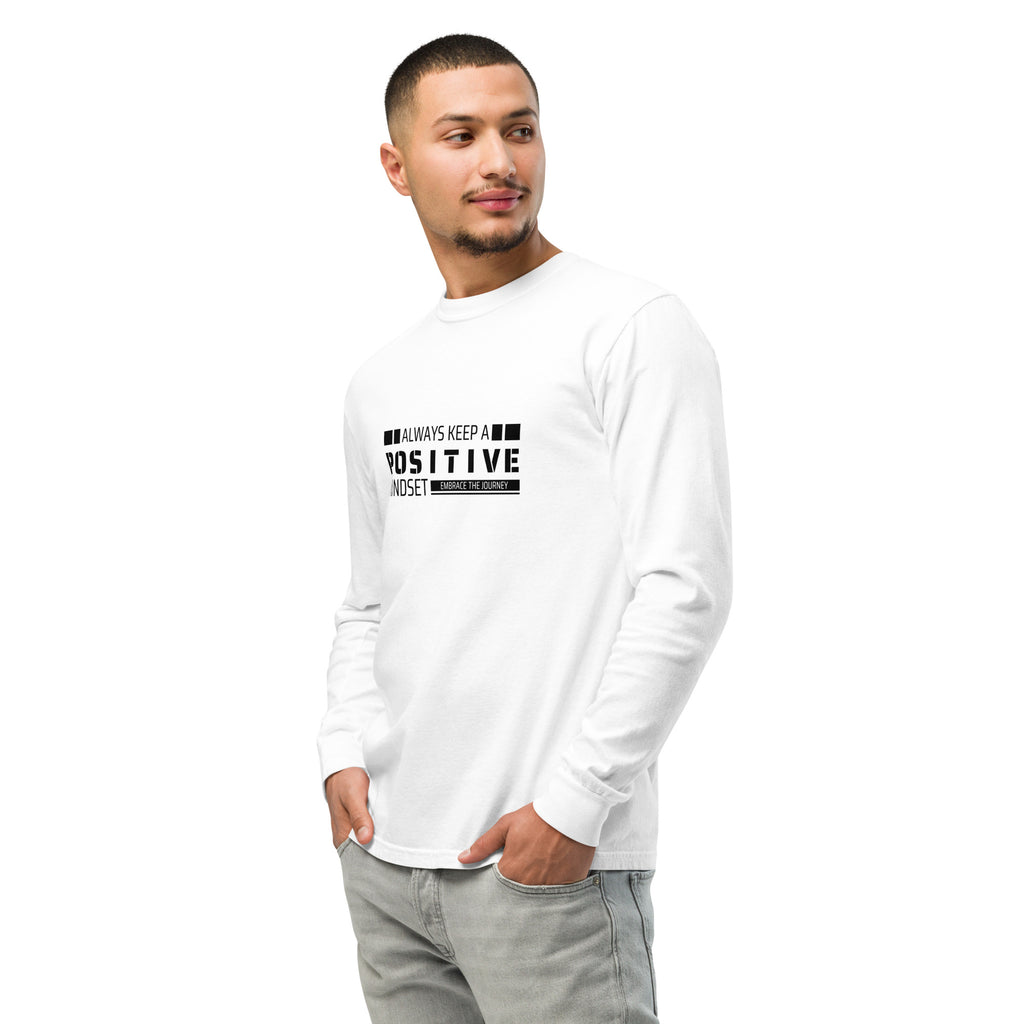 Unisex Garment-dyed heavyweight long-sleeve shirt | Always Keep A Positive Mindset long-sleeve shirt AwRans Clothing unisex-garment-dyed-heavyweight-long-sleeve-shirt-white-left-front-67f041083fc37