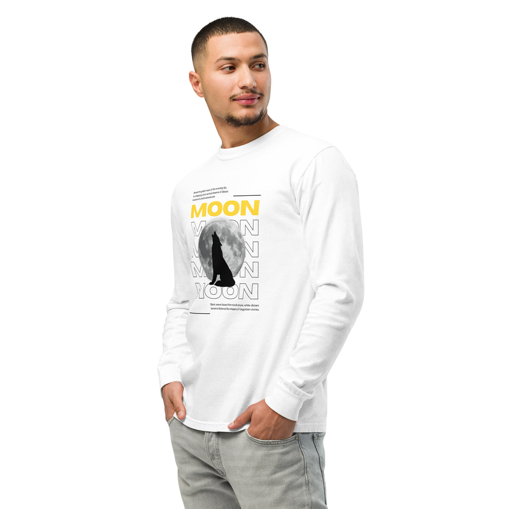 Unisex Garment-dyed heavyweight long-sleeve shirt | Moon long-sleeve shirt AwRans Clothing unisex-garment-dyed-heavyweight-long-sleeve-shirt-white-left-front-67f043149ea5e