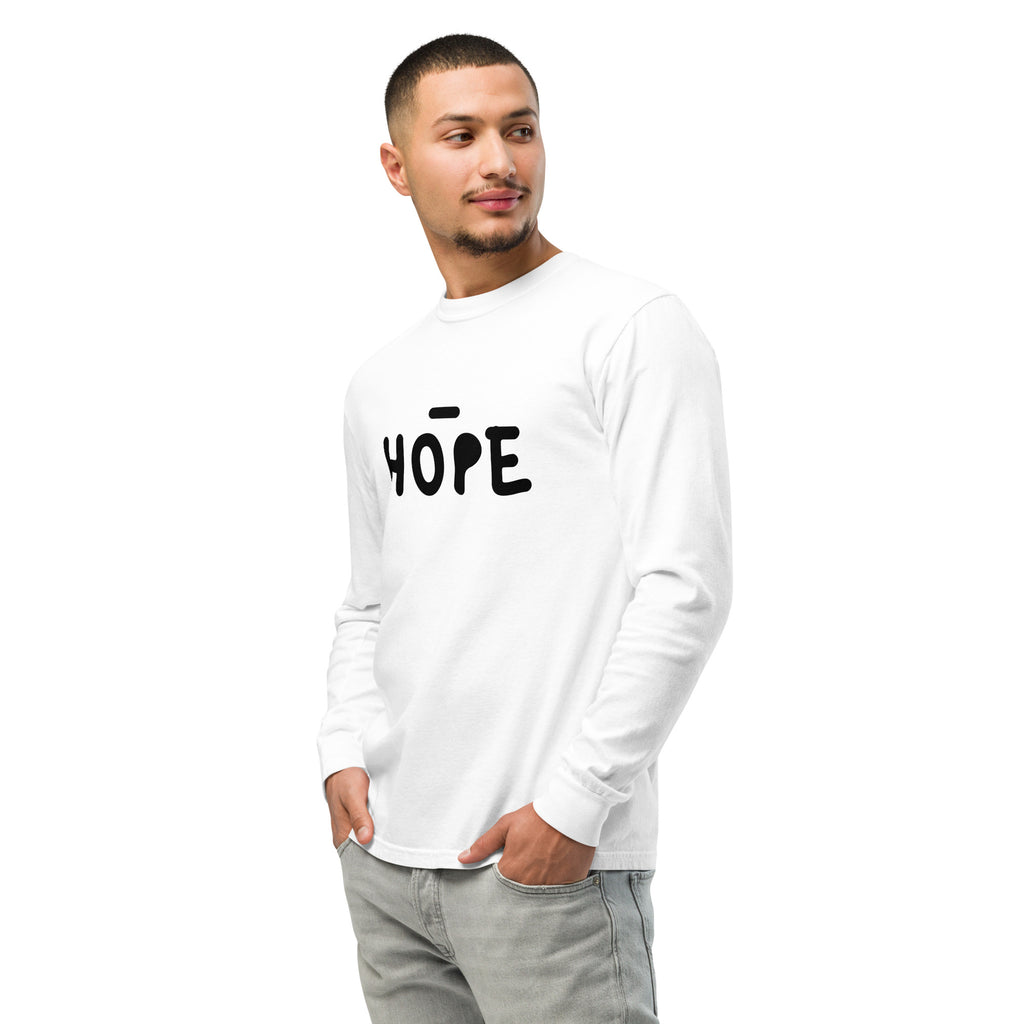 Unisex Garment-dyed heavyweight long-sleeve shirt | Hope long-sleeve shirt AwRans Clothing unisex-garment-dyed-heavyweight-long-sleeve-shirt-white-left-front-67f0437889b1e