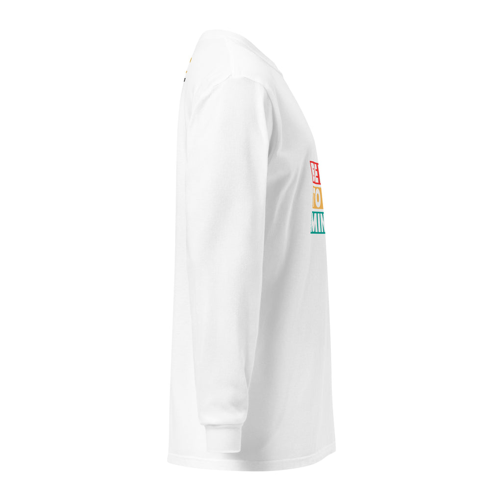 Unisex Garment-dyed heavyweight long-sleeve shirt | Be Kind To Your Mind long-sleeve shirt AwRans Clothing unisex-garment-dyed-heavyweight-long-sleeve-shirt-white-right-67eaaff1aa7d7