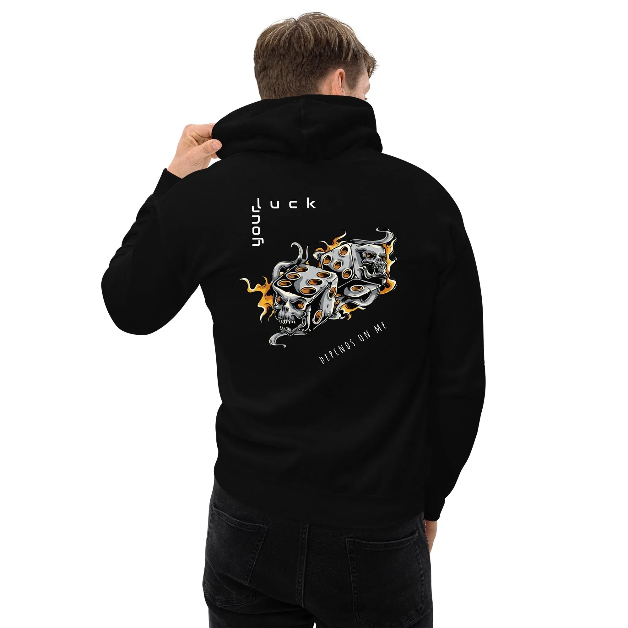 Men's | Your Luck Depends On Me Hoodie hoodie AwRans Clothing unisex-heavy-blend-hoodie-black-back-6651b7ff18f2c
