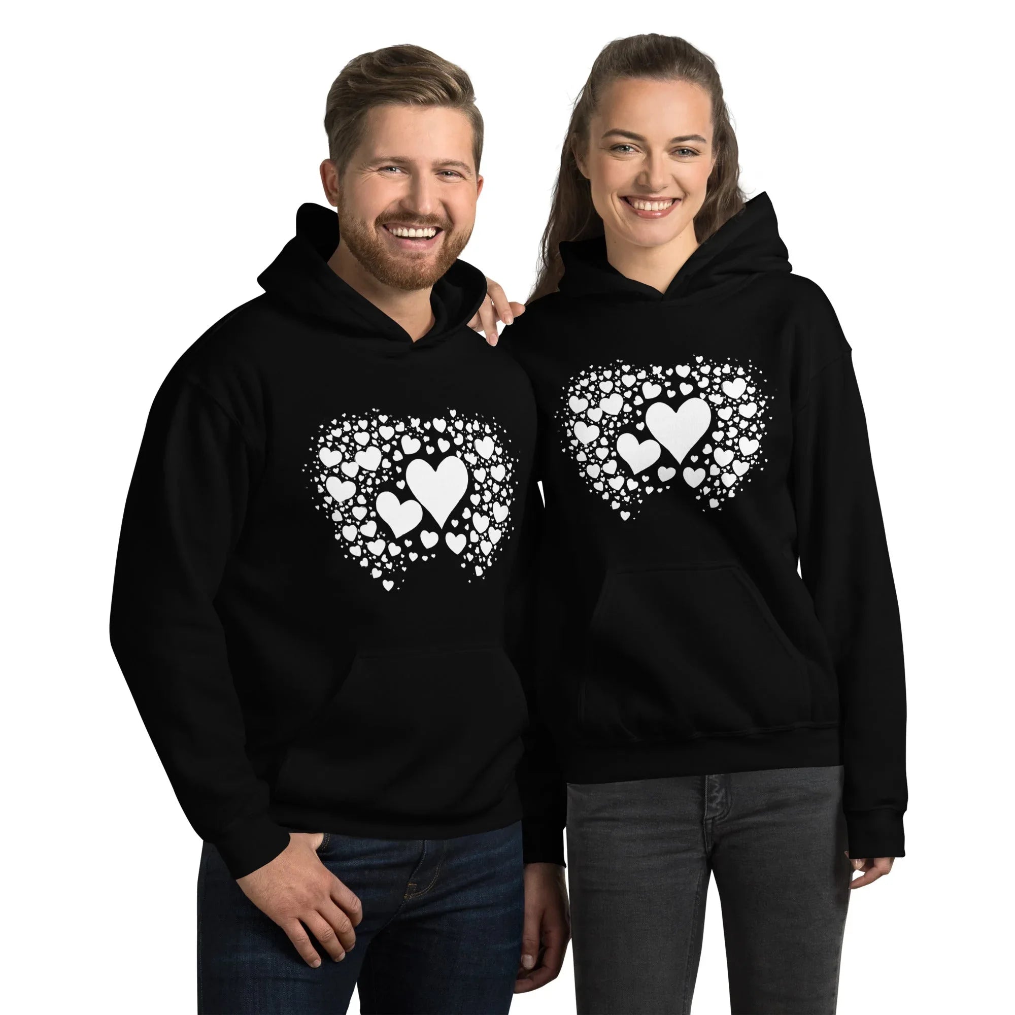 Unisex | Black Hearts Hoodie Black hoodie AwRans Clothing unisex-heavy-blend-hoodie-black-front-6620a1a8393c8