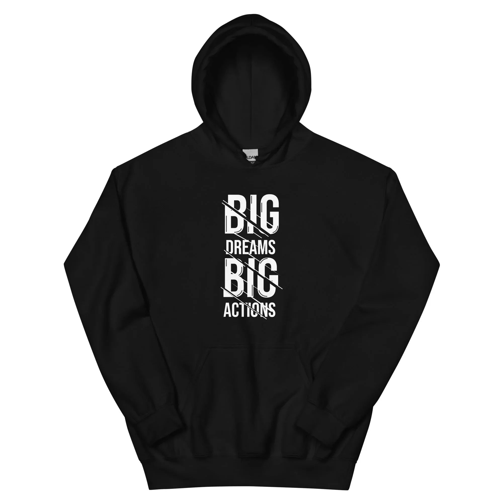 Unisex | Big Dreams Big Actions Hoodie Black hoodie AwRans Clothing unisex-heavy-blend-hoodie-black-front-664db663bf3dc
