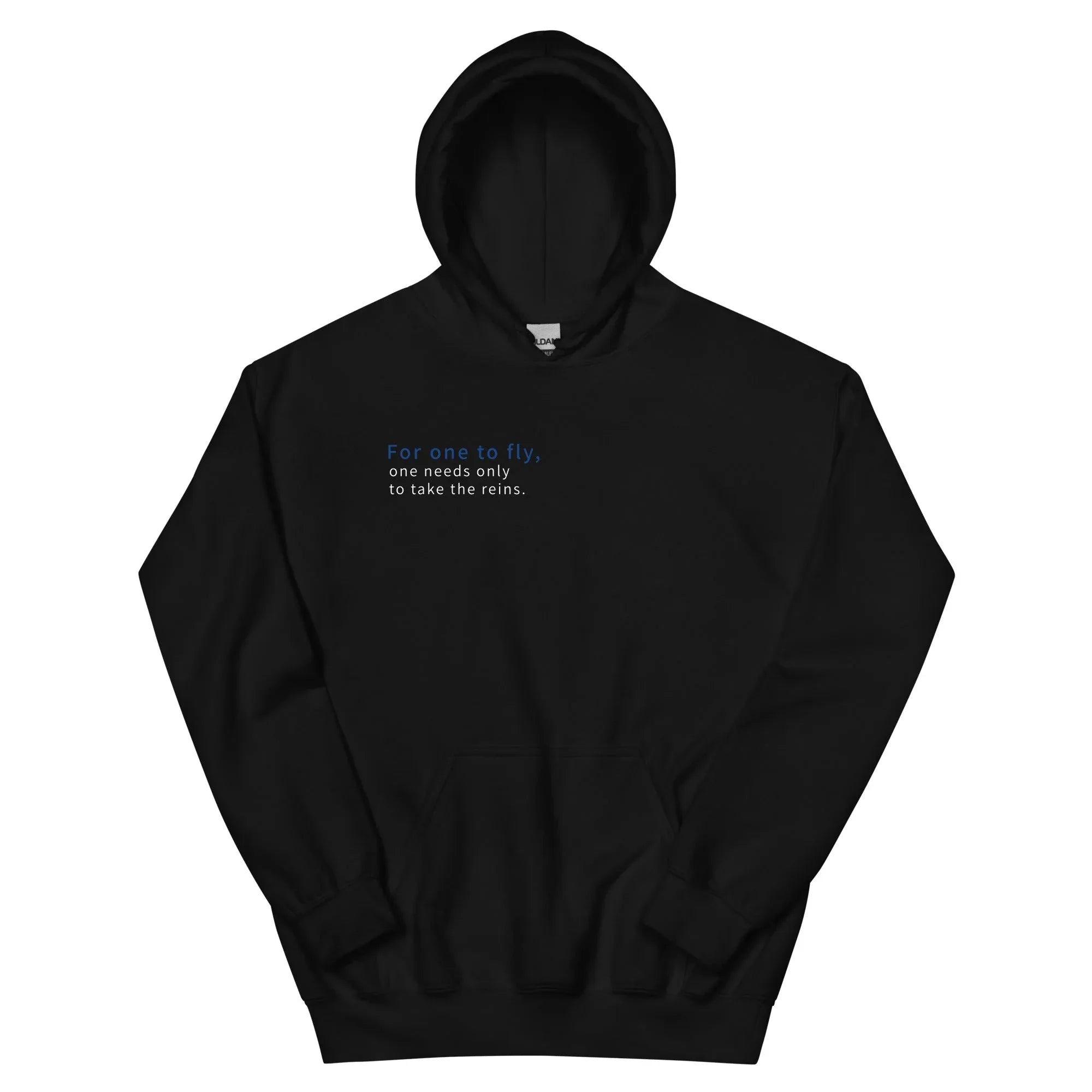 Unisex | For One To Fly One Needs Only To Take The Reins Hoodie Black hoodie AwRans Clothing unisex-heavy-blend-hoodie-black-front-66508873aee44
