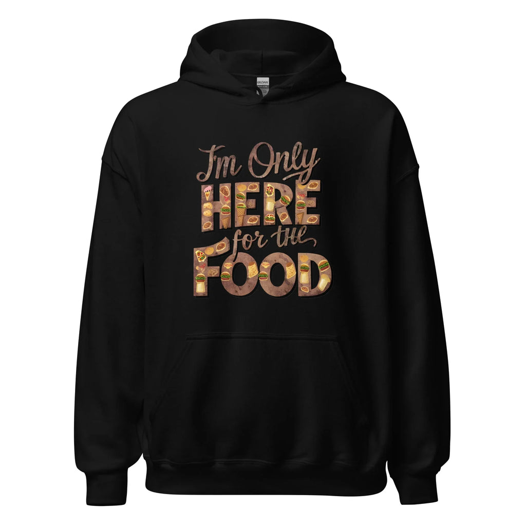 Unisex | I'm Only Here For The Food - Stylish Hoodie Black hoodie AwRans Clothing unisex-heavy-blend-hoodie-black-front-665e73e9ad7a3