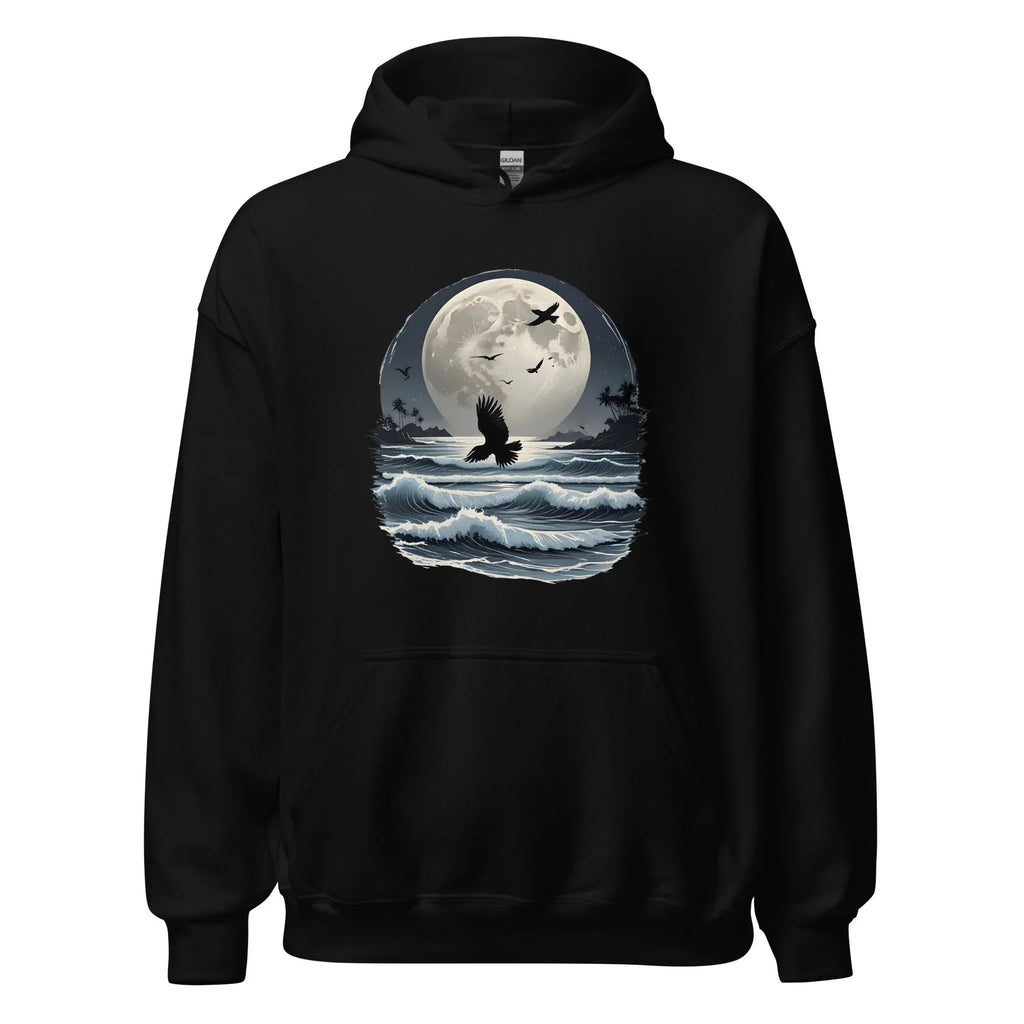Unisex | Moonlight, Crow, Beach - Hoodie - AwRans Clothing