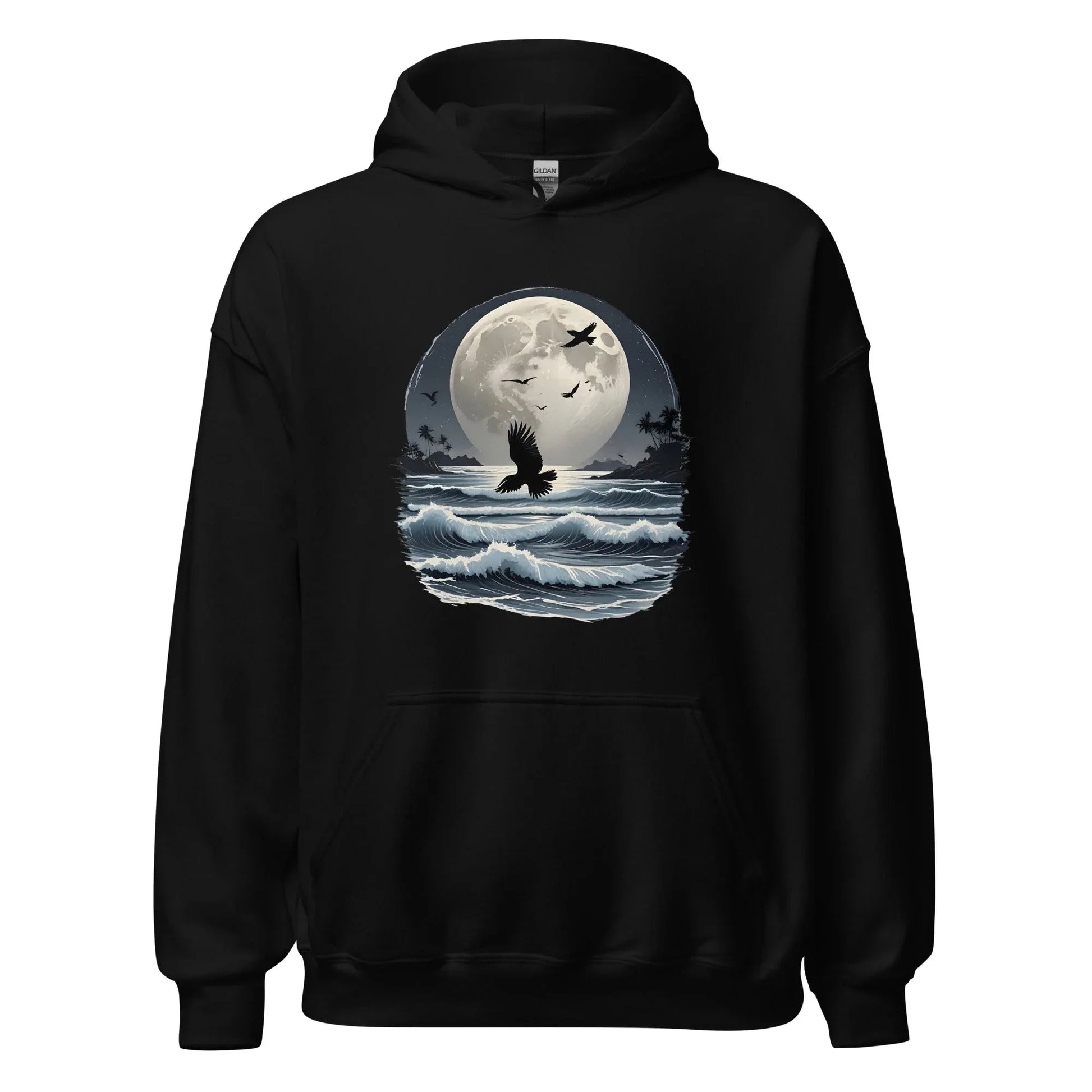Unisex | Moonlight, Crow, Beach - Hoodie - AwRans Clothing