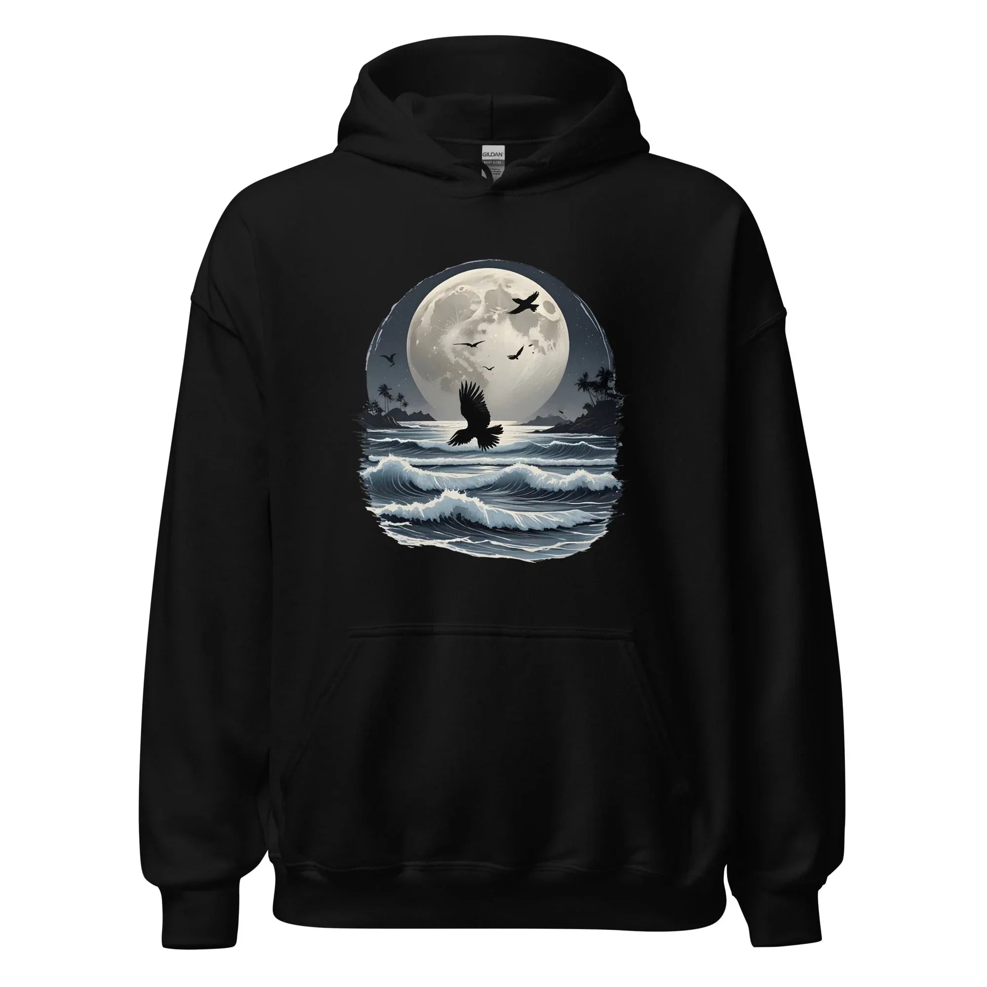 Unisex | Moonlight, Crow, Beach - Hoodie - AwRans Clothing