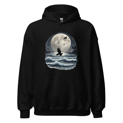 Unisex | Moonlight, Crow, Beach - Hoodie - AwRans Clothing