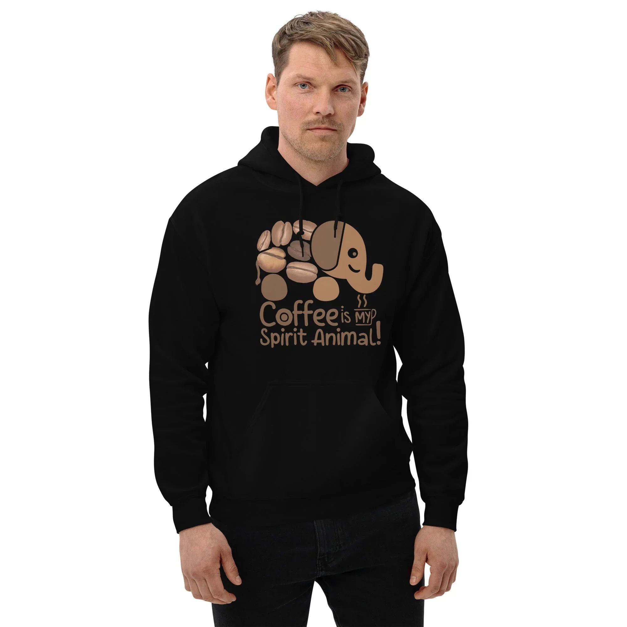 Unisex Hoodie | Coffee Is My Spirit Animal hoodie AwRans Clothing unisex-heavy-blend-hoodie-black-front-681654a9d8a73