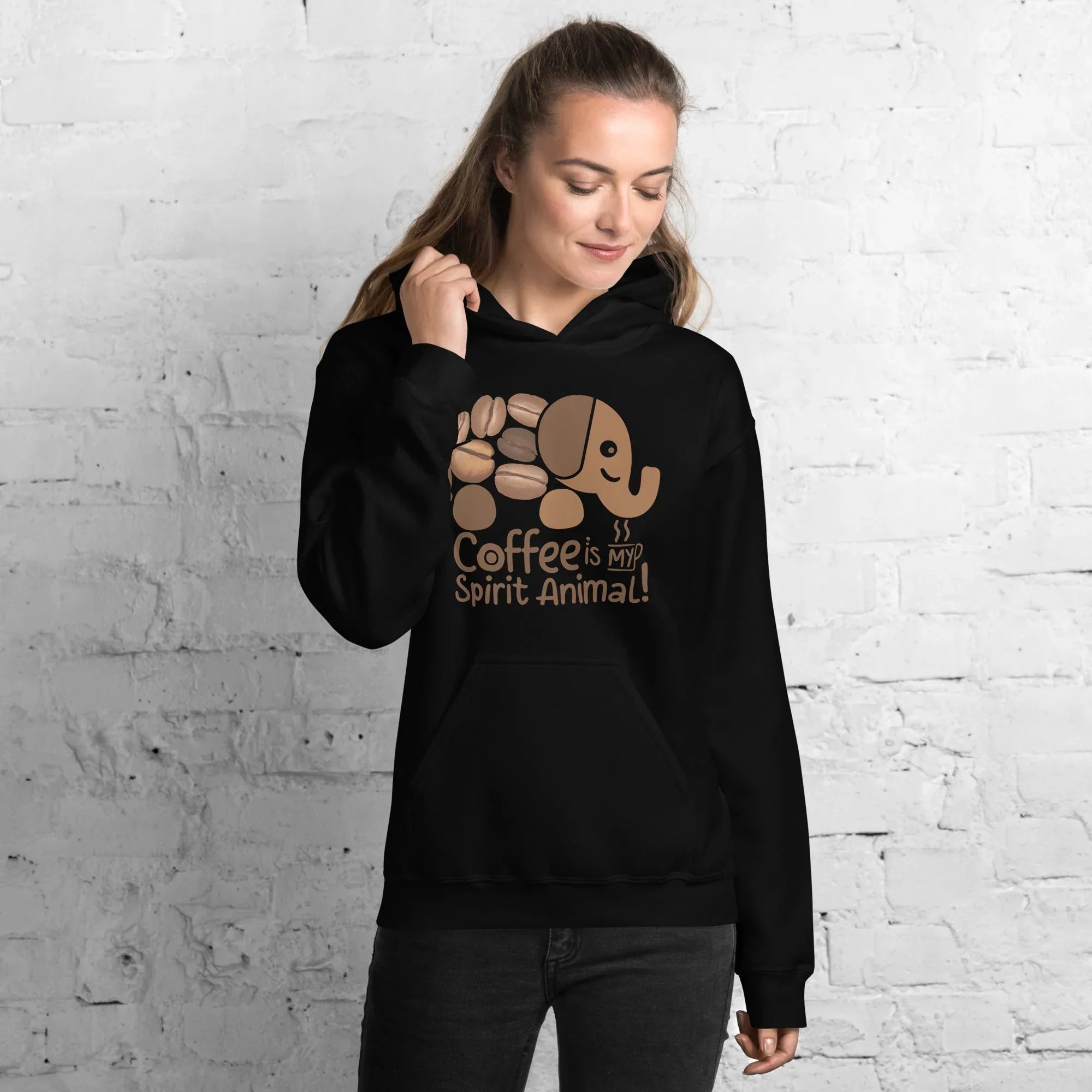 Unisex Hoodie | Coffee Is My Spirit Animal hoodie AwRans Clothing unisex-heavy-blend-hoodie-black-front-681654a9d9164