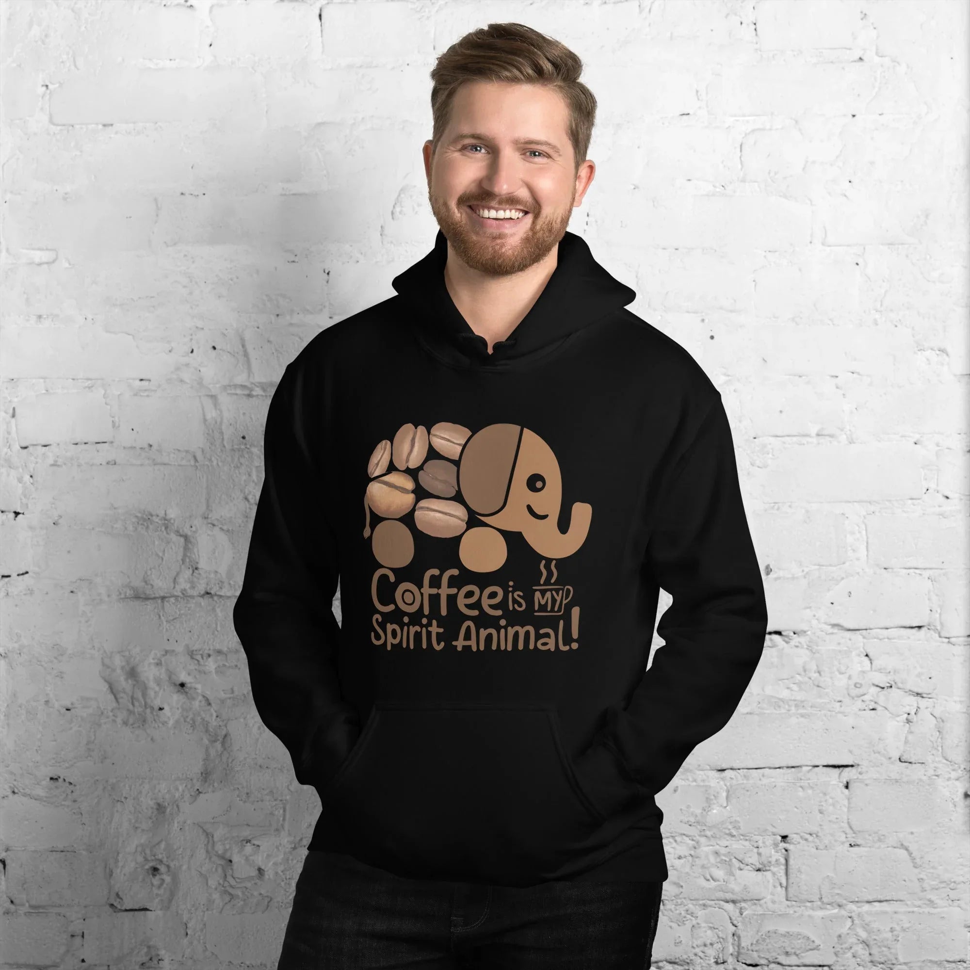 Unisex Hoodie | Coffee Is My Spirit Animal hoodie AwRans Clothing unisex-heavy-blend-hoodie-black-front-681654a9d9821