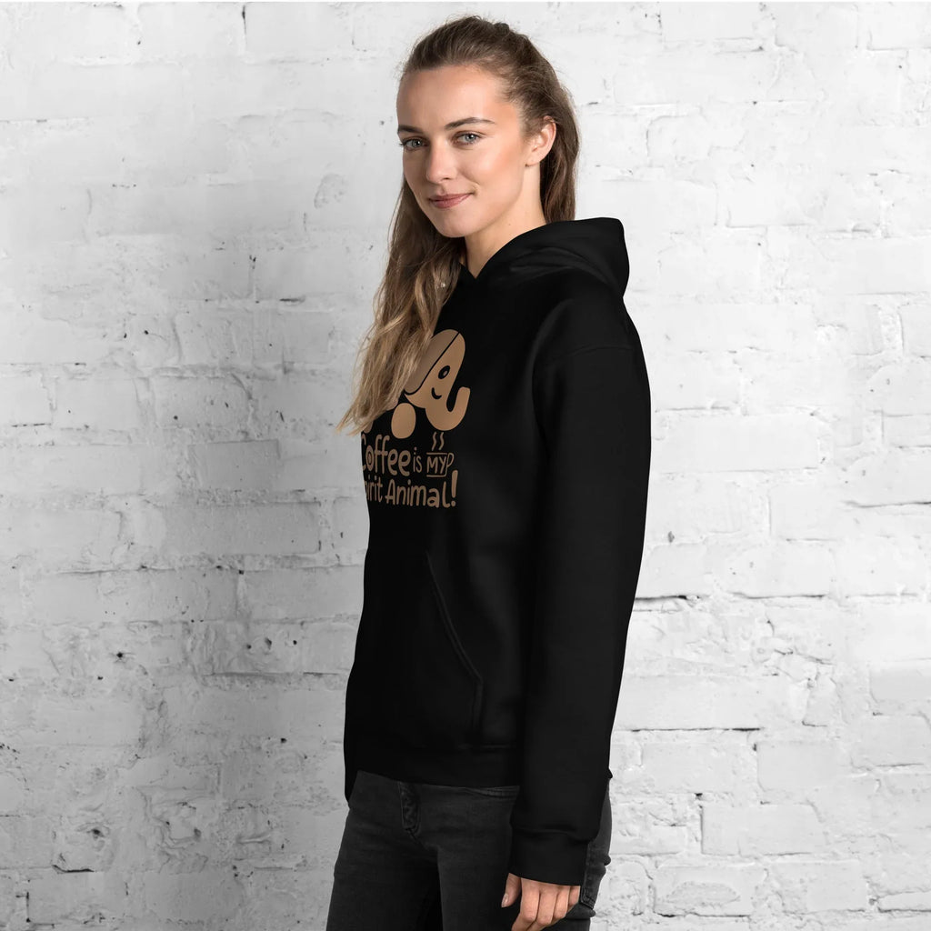 Unisex Hoodie | Coffee Is My Spirit Animal hoodie AwRans Clothing unisex-heavy-blend-hoodie-black-left-front-681654a9d6060