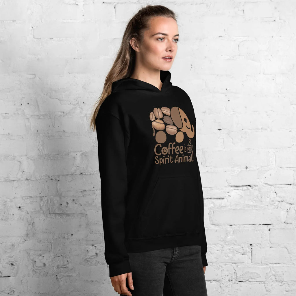 Unisex Hoodie | Coffee Is My Spirit Animal hoodie AwRans Clothing unisex-heavy-blend-hoodie-black-right-front-681654a9d6e6f