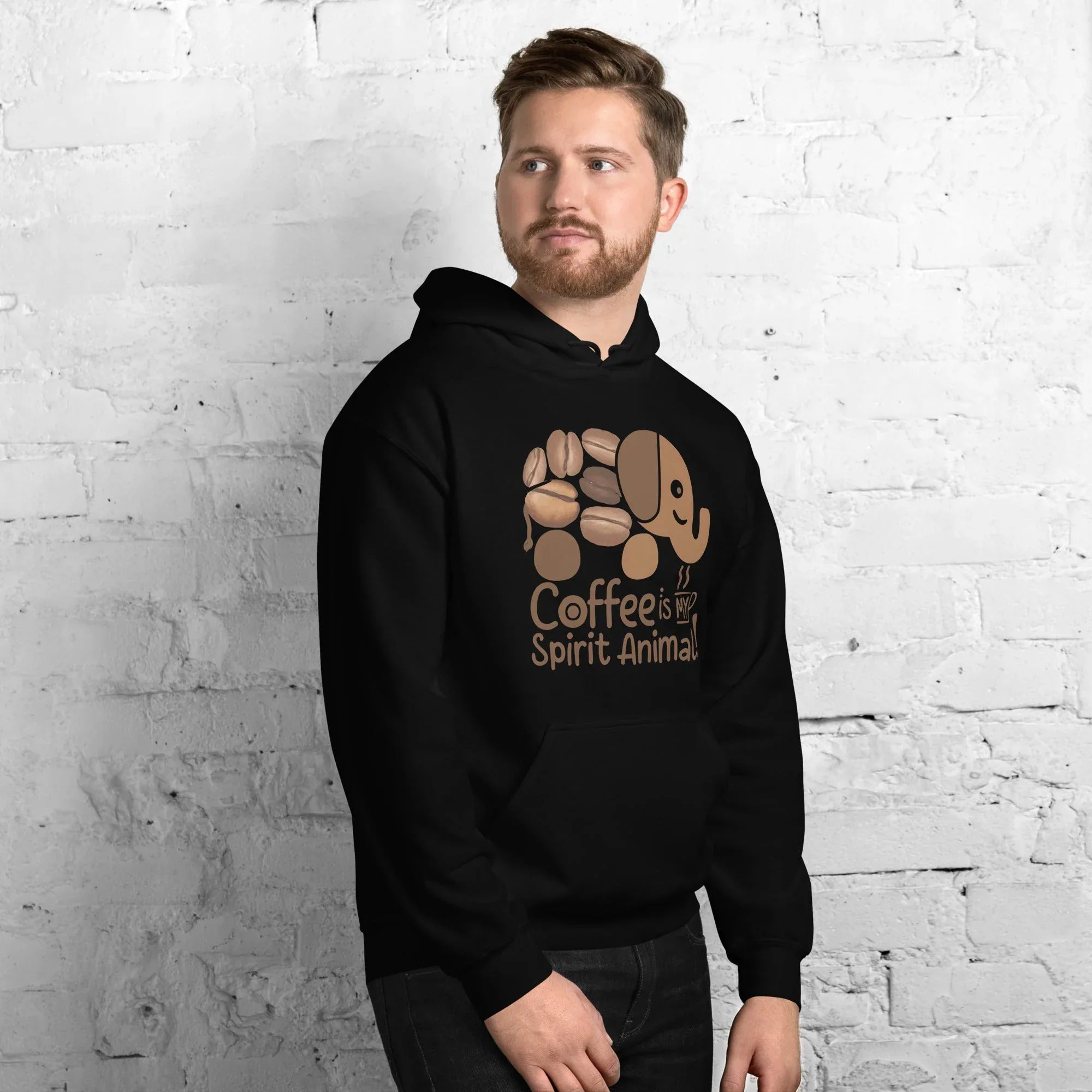 Unisex Hoodie | Coffee Is My Spirit Animal hoodie AwRans Clothing unisex-heavy-blend-hoodie-black-right-front-681654a9d7903