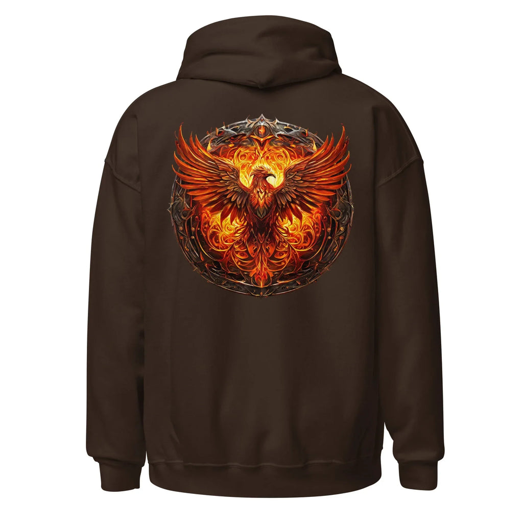 Unisex | Phoenix's Anger Hoodie hoodie AwRans Clothing unisex-heavy-blend-hoodie-dark-chocolate-back-663383166e177