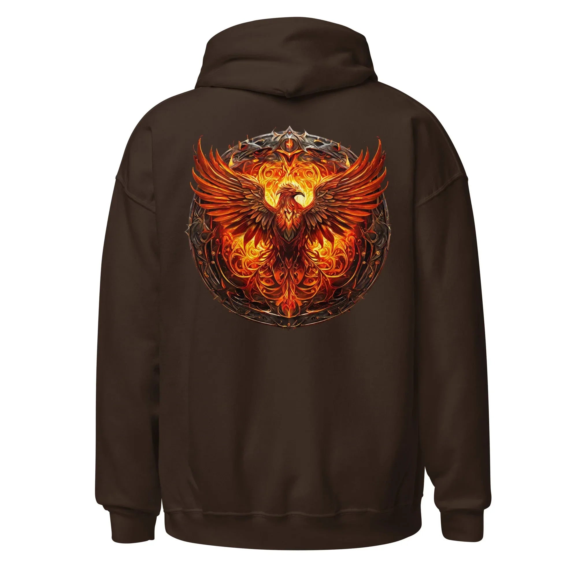 Unisex | Phoenix's Anger Hoodie hoodie AwRans Clothing unisex-heavy-blend-hoodie-dark-chocolate-back-663383166e177