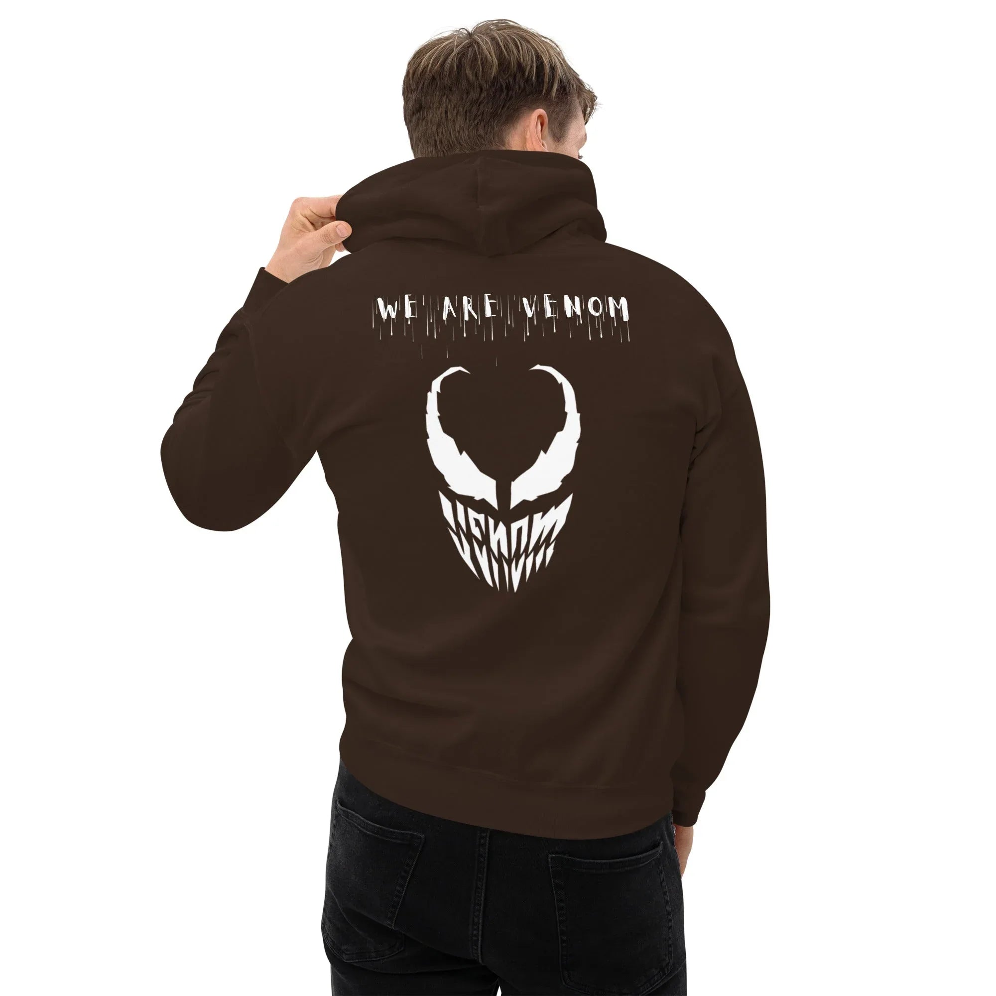 Men's | We Are Venom Hoodie Dark Chocolate hoodie AwRans Clothing unisex-heavy-blend-hoodie-dark-chocolate-back-663ffcf38bd1b