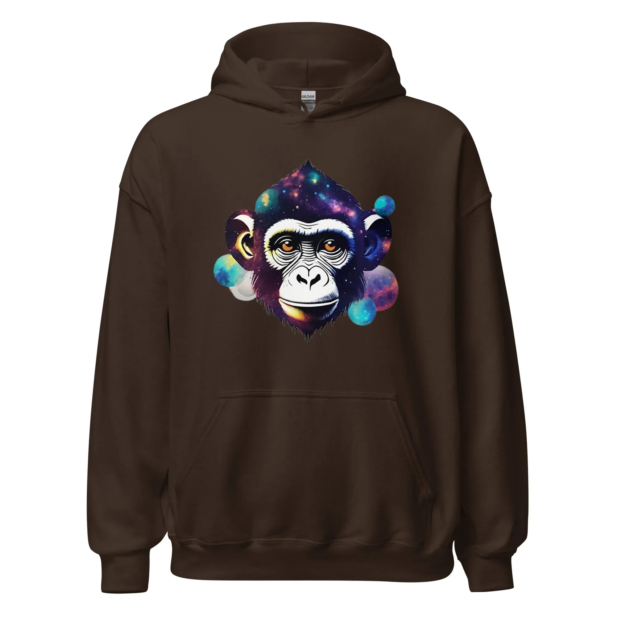 Unisex | Dreamy Monkey Hoodie Dark Chocolate Hoodie AwRans Clothing unisex-heavy-blend-hoodie-dark-chocolate-front-65f105c3c08e6