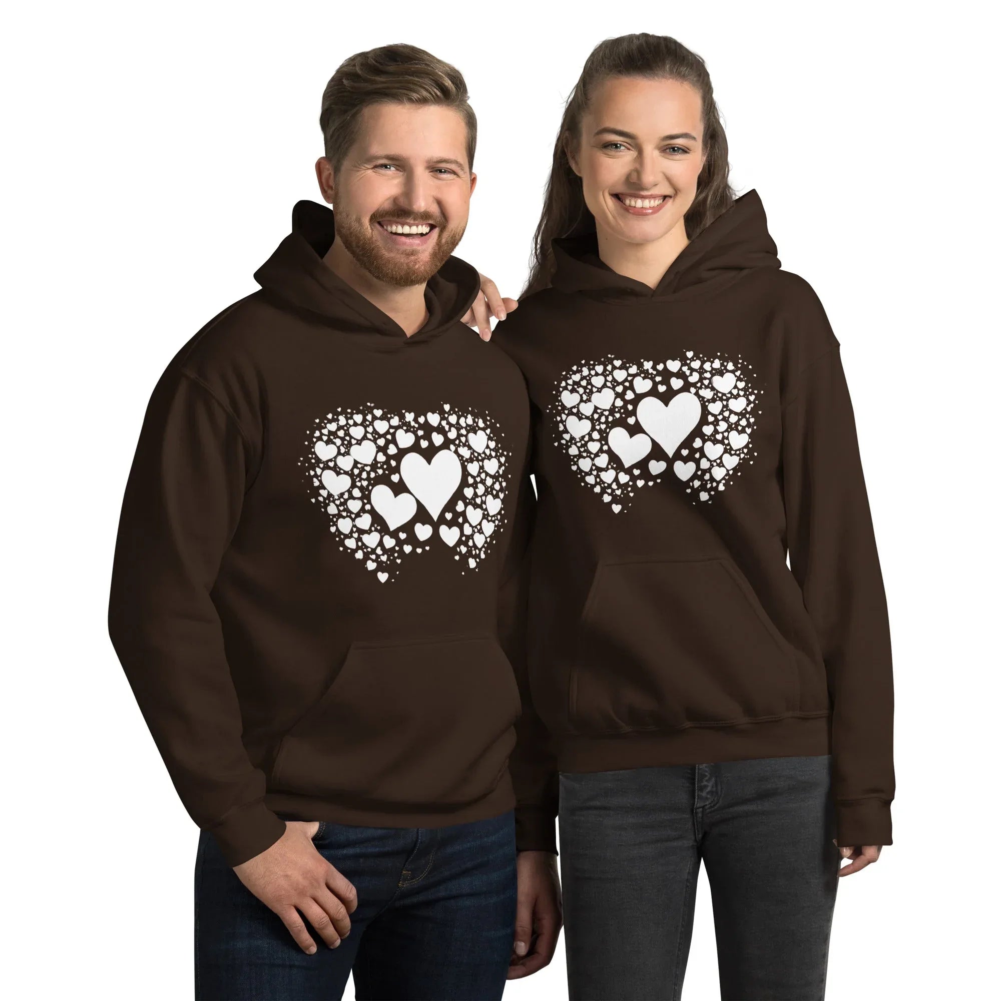 Unisex | Black Hearts Hoodie Dark Chocolate hoodie AwRans Clothing unisex-heavy-blend-hoodie-dark-chocolate-front-6620a1a83c1eb