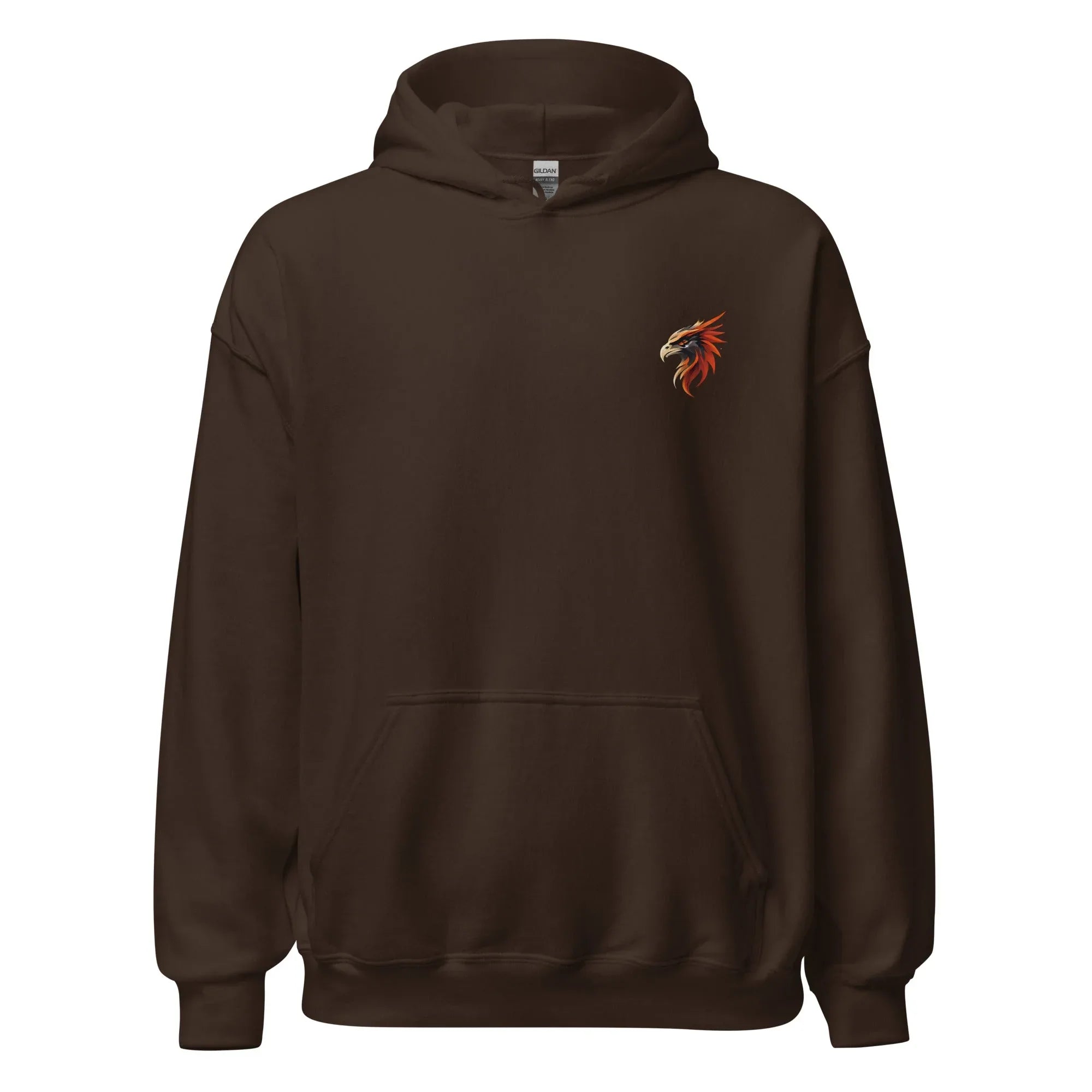 Unisex | Phoenix's Anger Hoodie Dark Chocolate hoodie AwRans Clothing unisex-heavy-blend-hoodie-dark-chocolate-front-663383166d3df