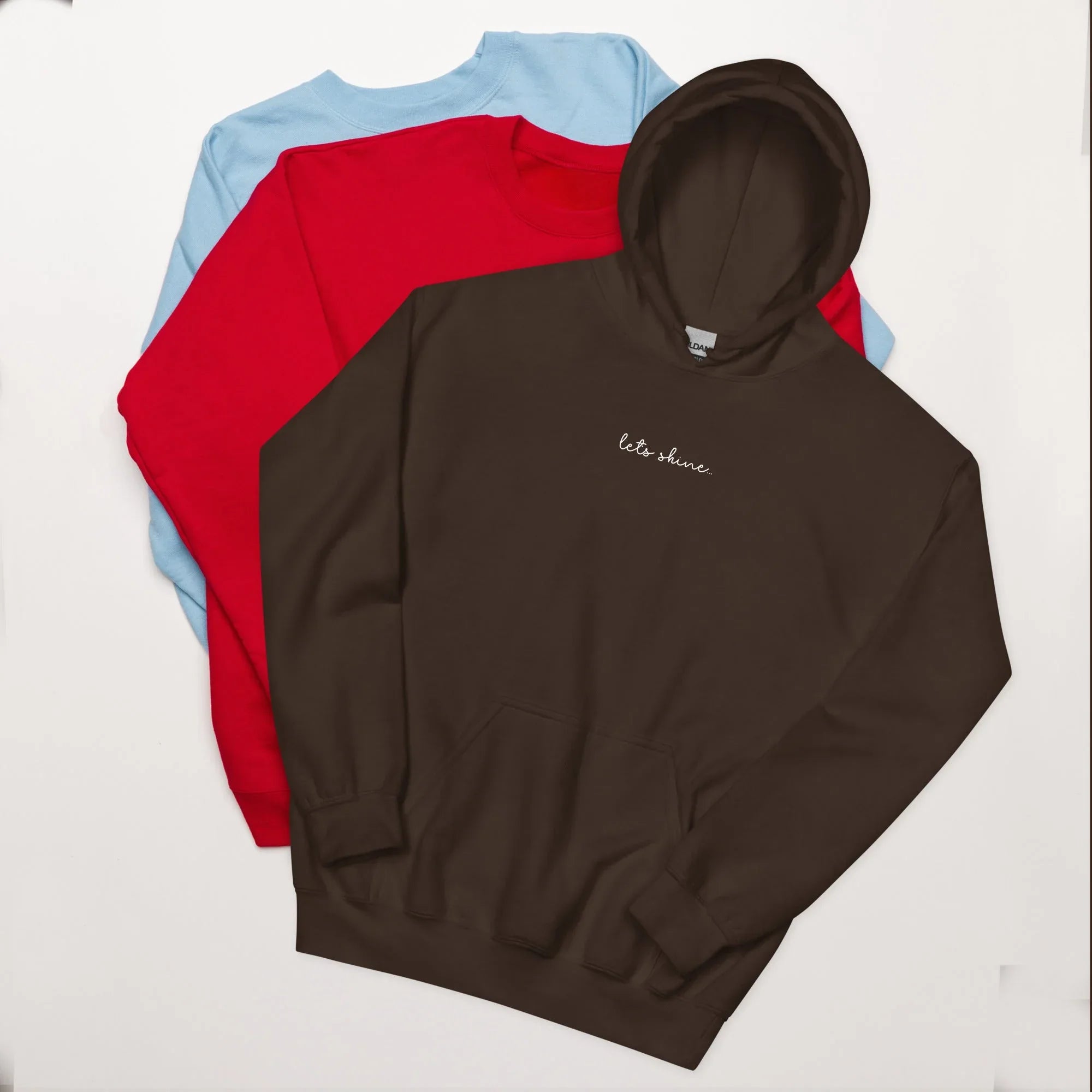 Unisex | Let's Shine Hoodie Dark Chocolate hoodie AwRans Clothing unisex-heavy-blend-hoodie-dark-chocolate-front-66504b3624e63