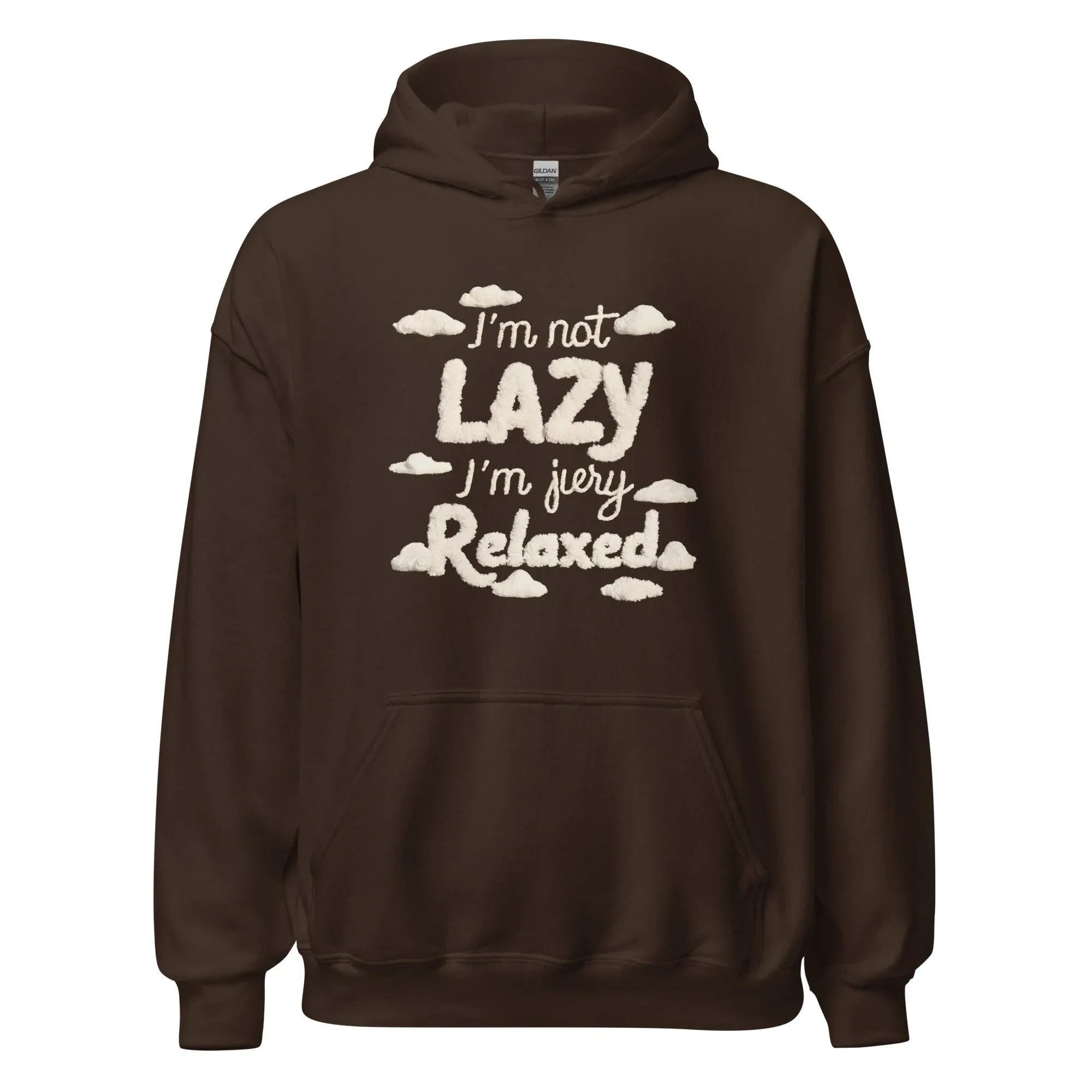 Unisex | I'm Not Lazy I'm Just Relaxed Hoodie Dark Chocolate hoodie AwRans Clothing unisex-heavy-blend-hoodie-dark-chocolate-front-665ca18472ae8