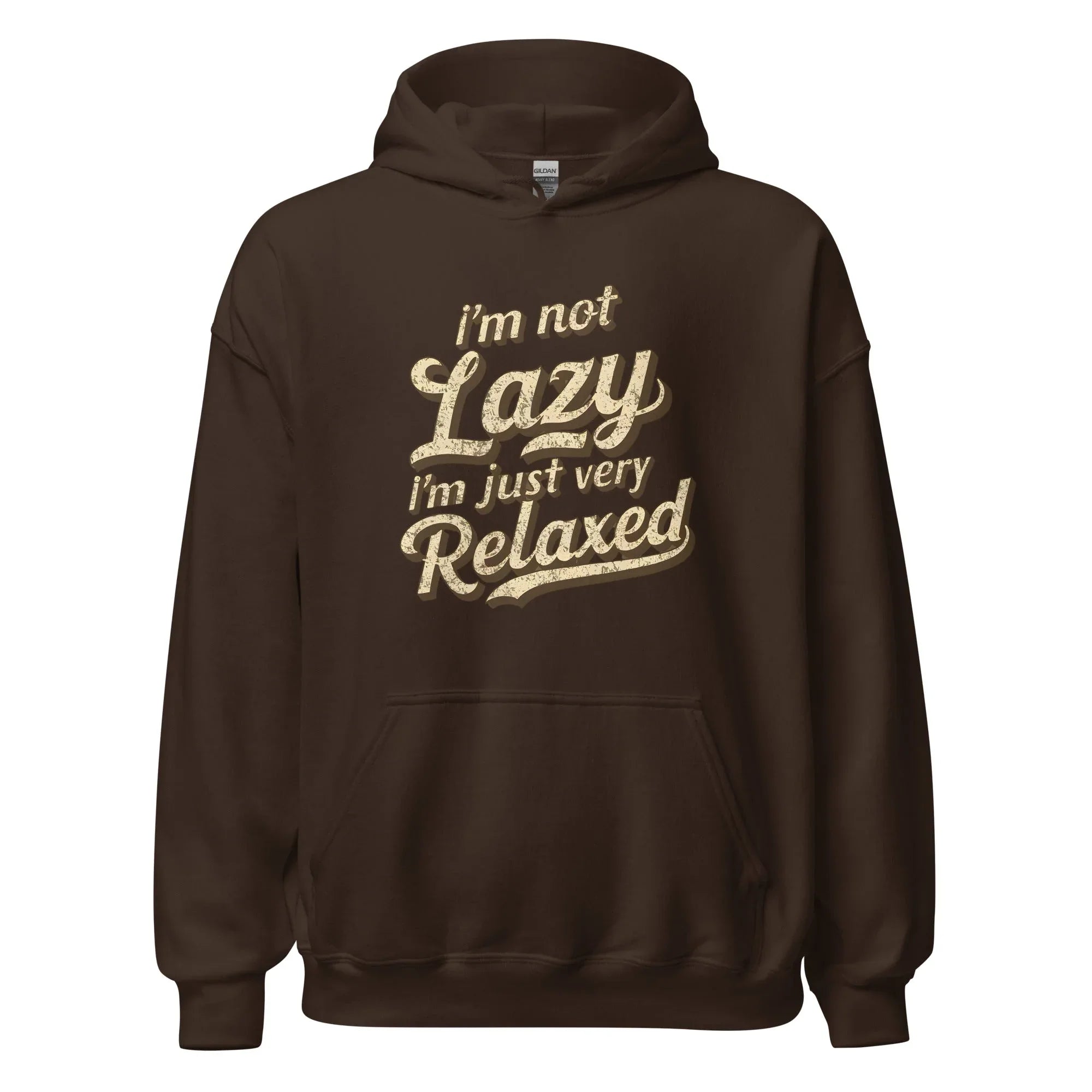 Unisex | I'm Not Lazy - I'm Just Relaxed Hoodie Dark Chocolate hoodie AwRans Clothing unisex-heavy-blend-hoodie-dark-chocolate-front-665d2f2bcc17c