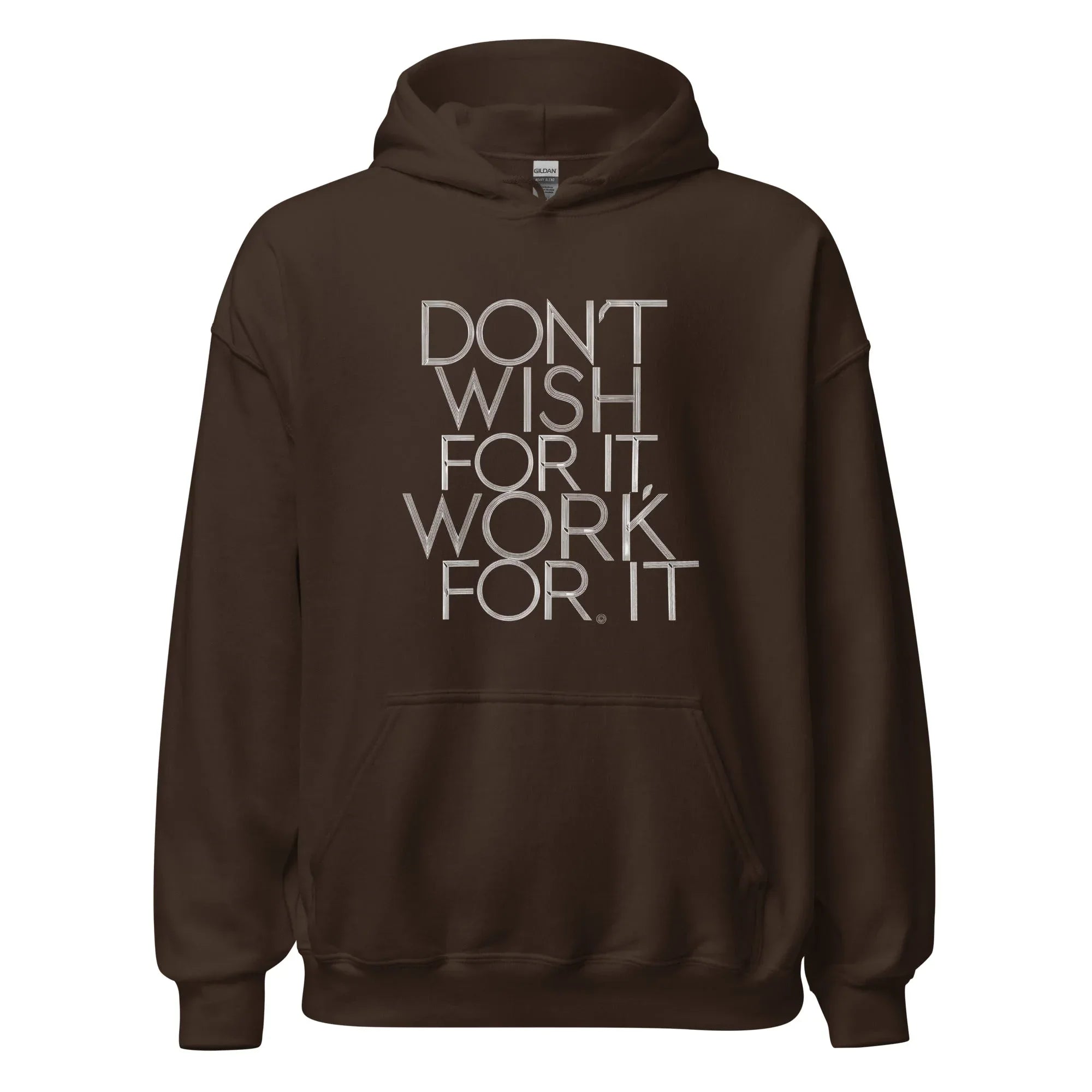 Unisex | DON'T WISH FOR IT - WORK FOR IT Stylish Hoodie Dark Chocolate hoodie AwRans Clothing unisex-heavy-blend-hoodie-dark-chocolate-front-666444b02aadf