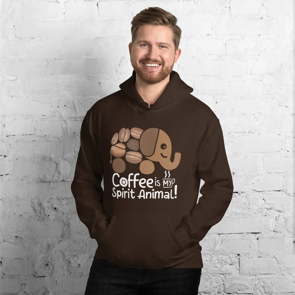 Unisex Hoodie | Coffee Is My Spirit Animal hoodie AwRans Clothing unisex-heavy-blend-hoodie-dark-chocolate-front-681635a59470b