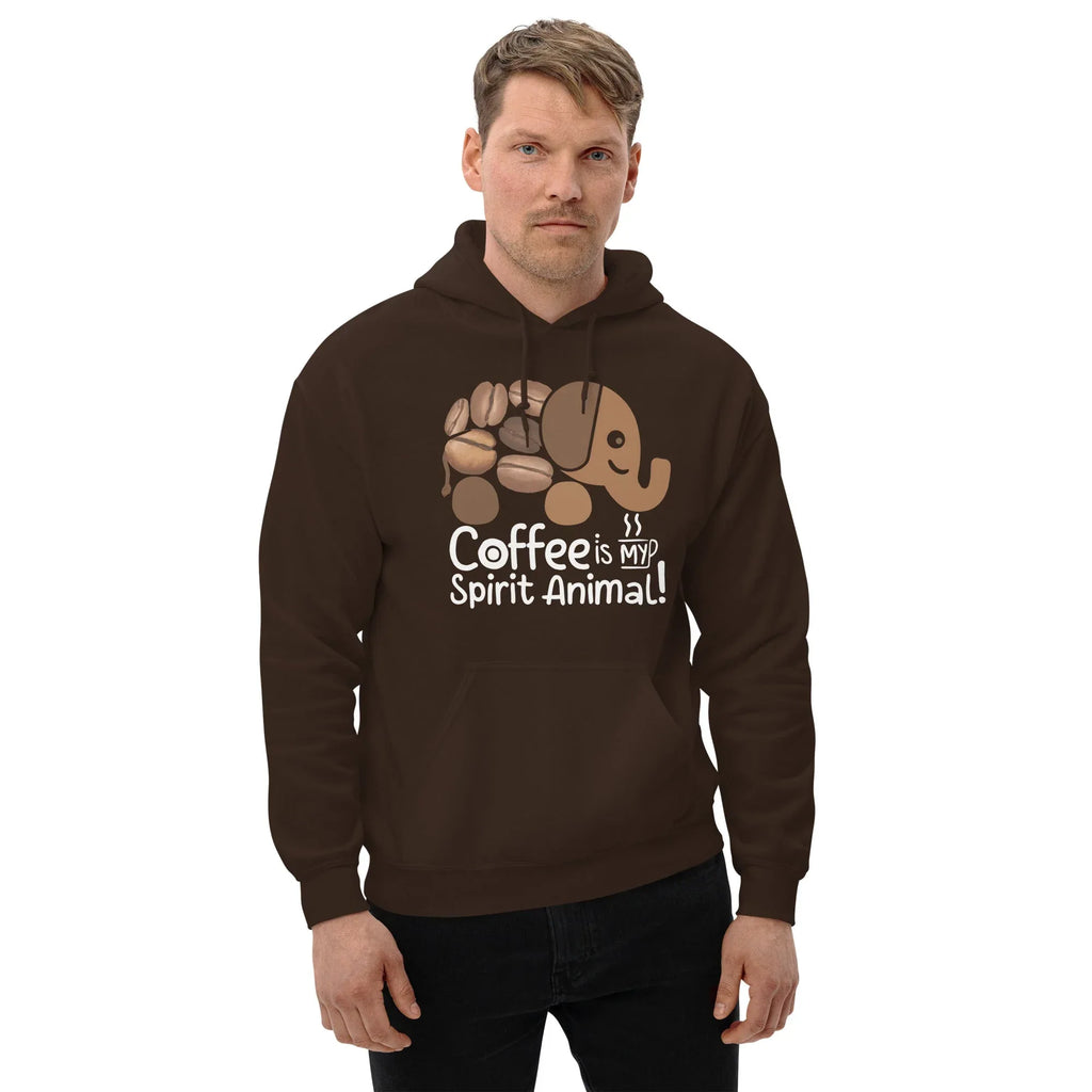 Unisex Hoodie | Coffee Is My Spirit Animal hoodie AwRans Clothing unisex-heavy-blend-hoodie-dark-chocolate-front-681635a598182