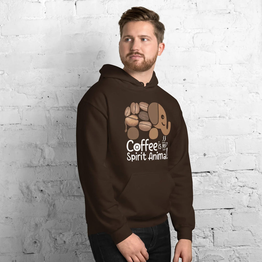 Unisex Hoodie | Coffee Is My Spirit Animal hoodie AwRans Clothing unisex-heavy-blend-hoodie-dark-chocolate-right-front-681635a592481