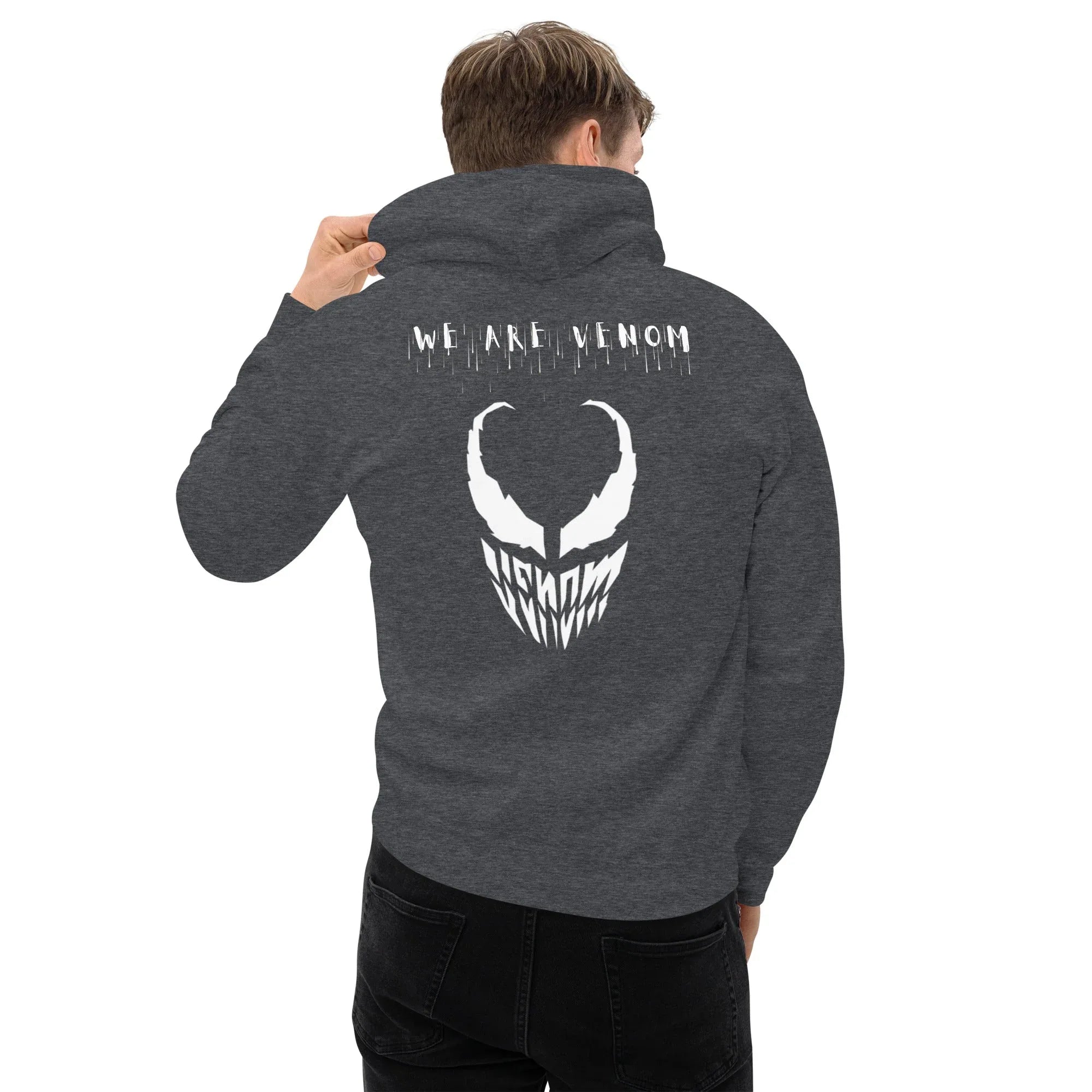 Men's | We Are Venom Hoodie Dark Heather hoodie AwRans Clothing unisex-heavy-blend-hoodie-dark-heather-back-663ffcf392701