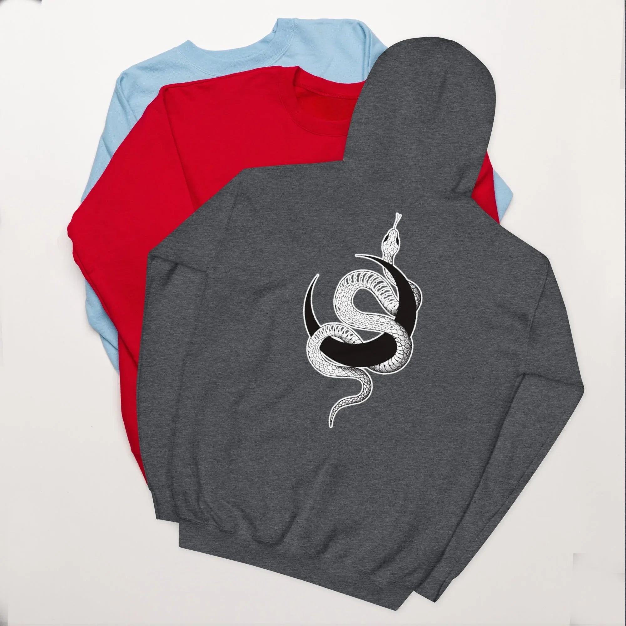 Unisex | Moon Snake Hoodie Dark Heather hoodie AwRans Clothing unisex-heavy-blend-hoodie-dark-heather-back-66403b39ba825