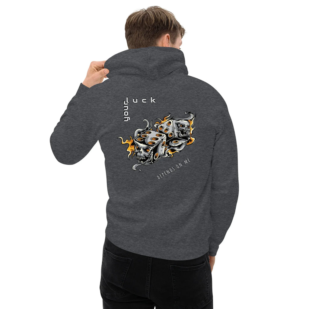 Men's | Your Luck Depends On Me Hoodie hoodie AwRans Clothing unisex-heavy-blend-hoodie-dark-heather-back-6650eb6156ef5